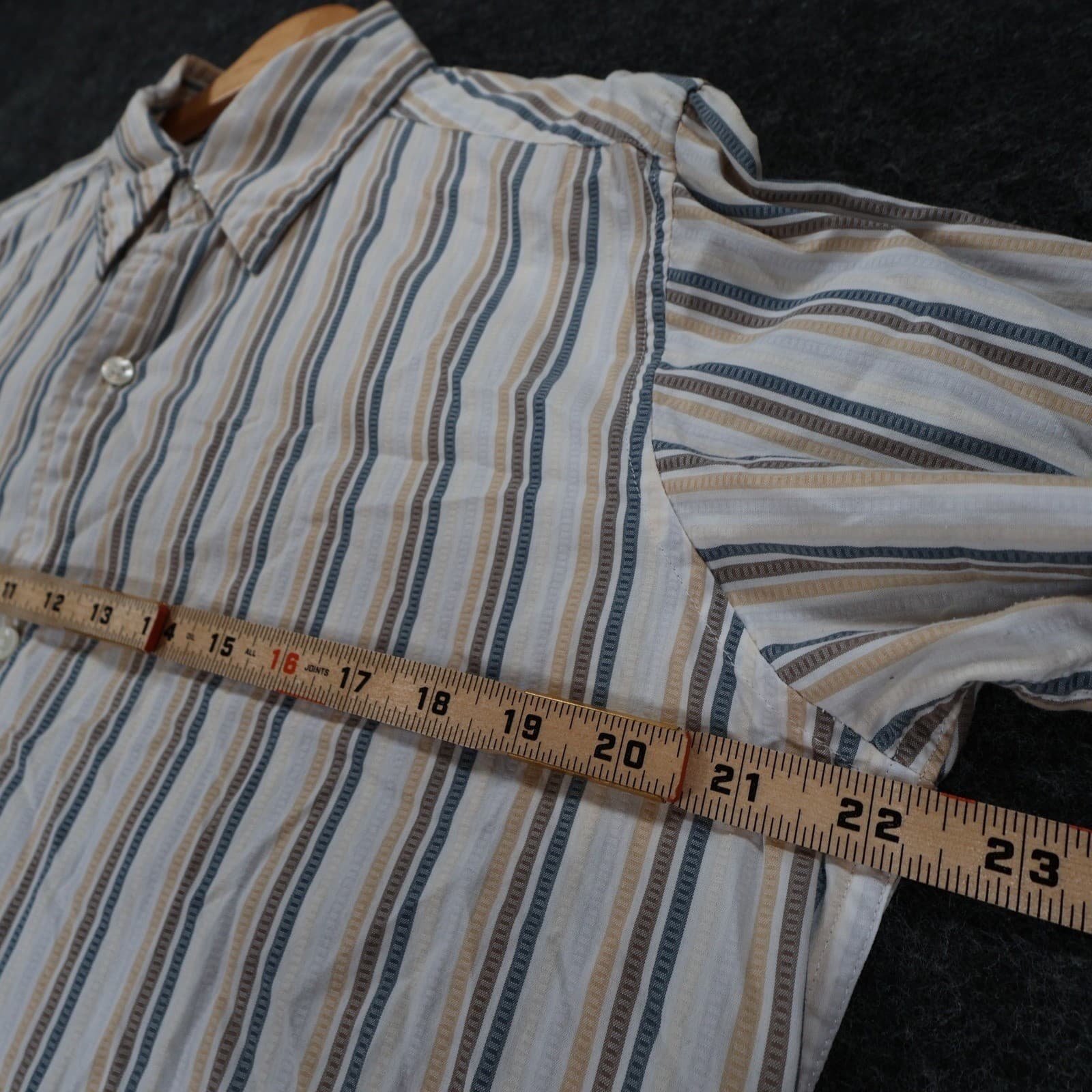 Stamp 10 Button Up Shirt Mens Medium Multicolor Excellent Striped Cotton - Thumbnail 3