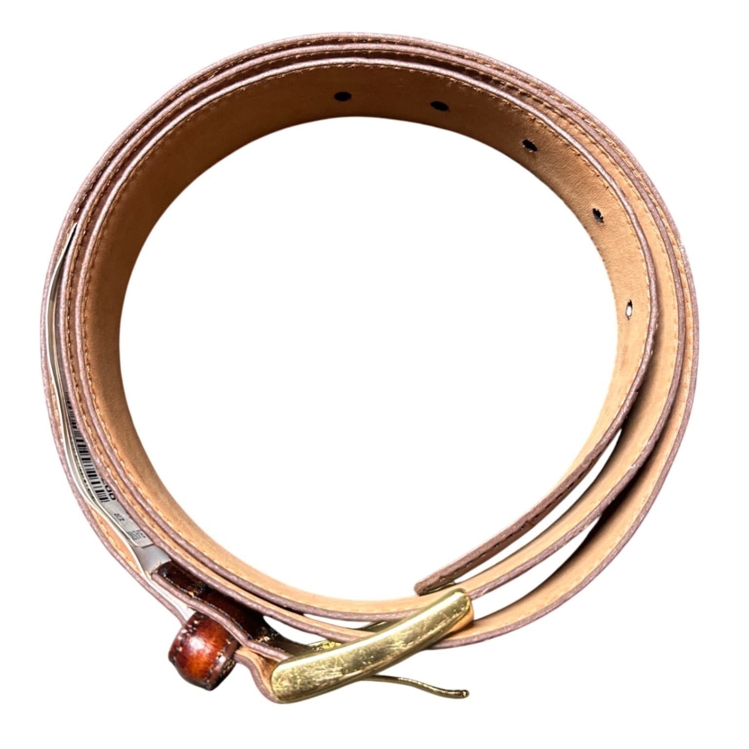 Jos A Bank Mens Brown Crocodile Embossed Leather Belt Gold Buckle Size 44 - Thumbnail 6