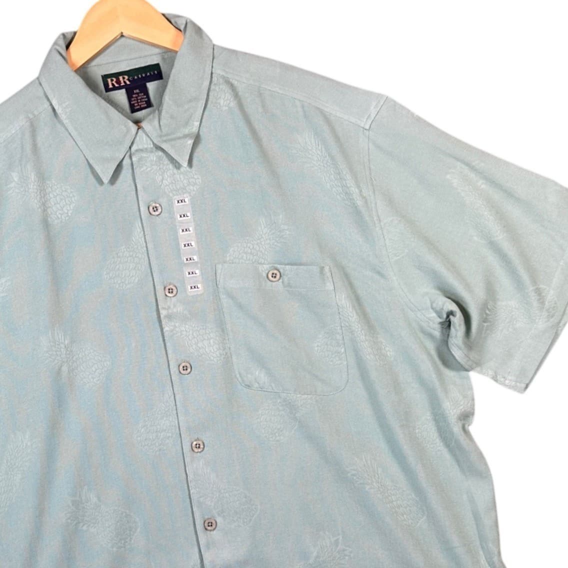 R&R Casuals Mens XXL Pineapple Print Short Sleeve Button Down Shirt - Thumbnail 3