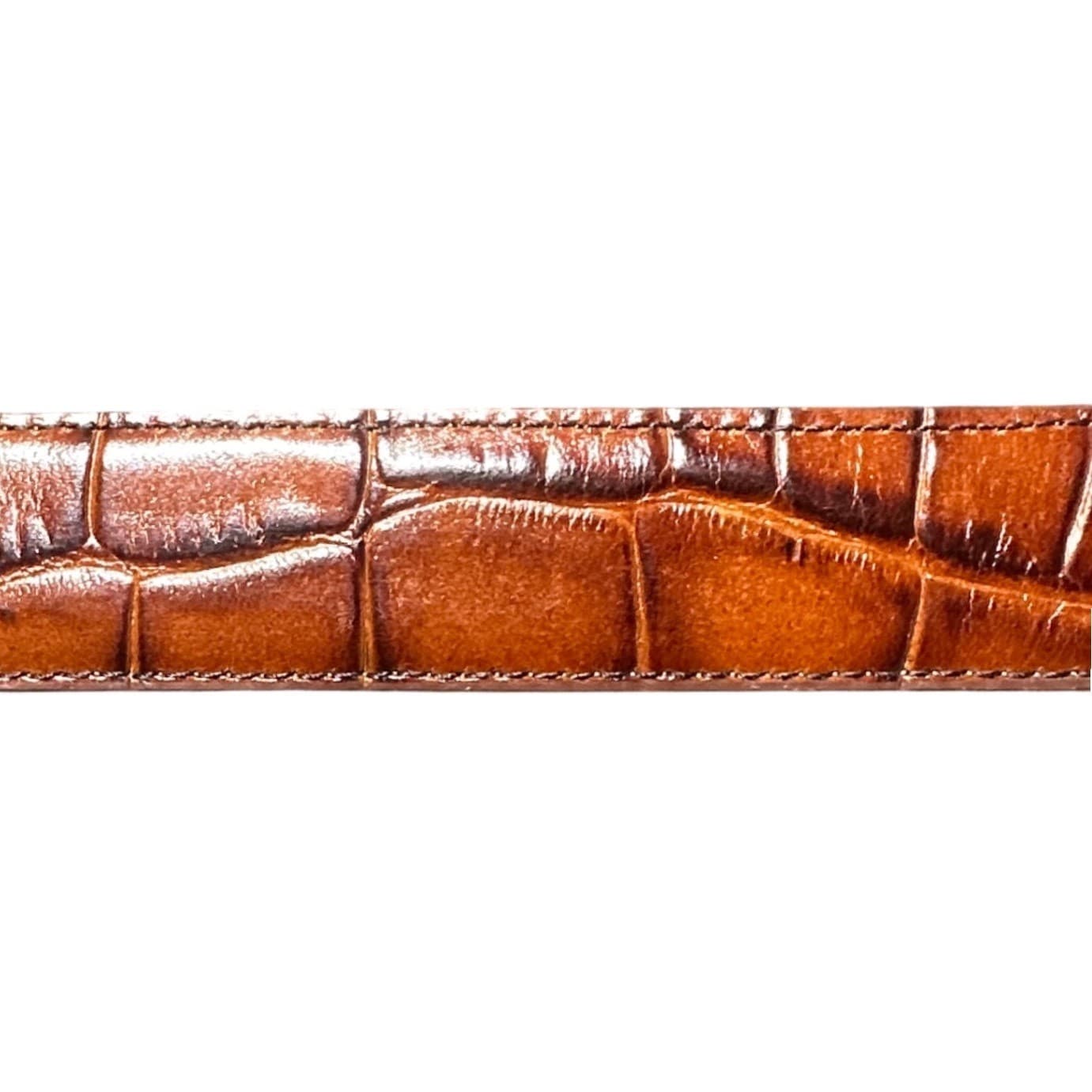 Jos A Bank Mens Brown Crocodile Embossed Leather Belt Gold Buckle Size 44 - Thumbnail 5