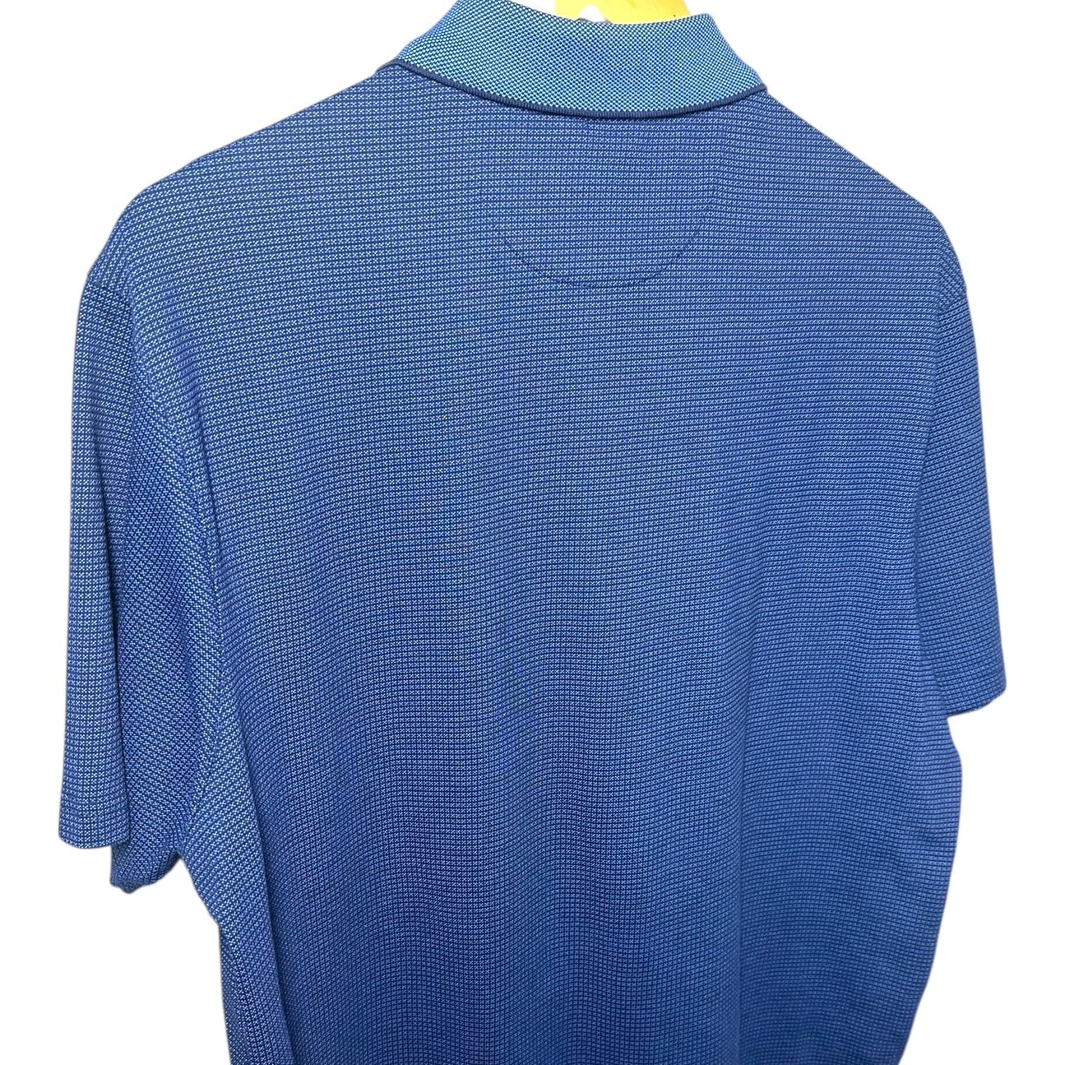 Roundtree & Yorke travelSMART Men's L Blue Textured Polo Shirt - Thumbnail 3
