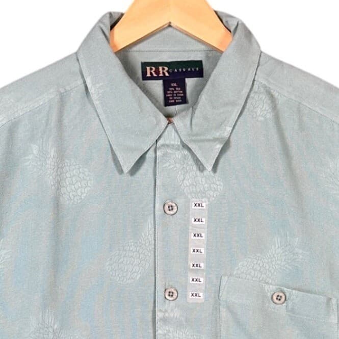 R&R Casuals Mens XXL Pineapple Print Short Sleeve Button Down Shirt - Thumbnail 5