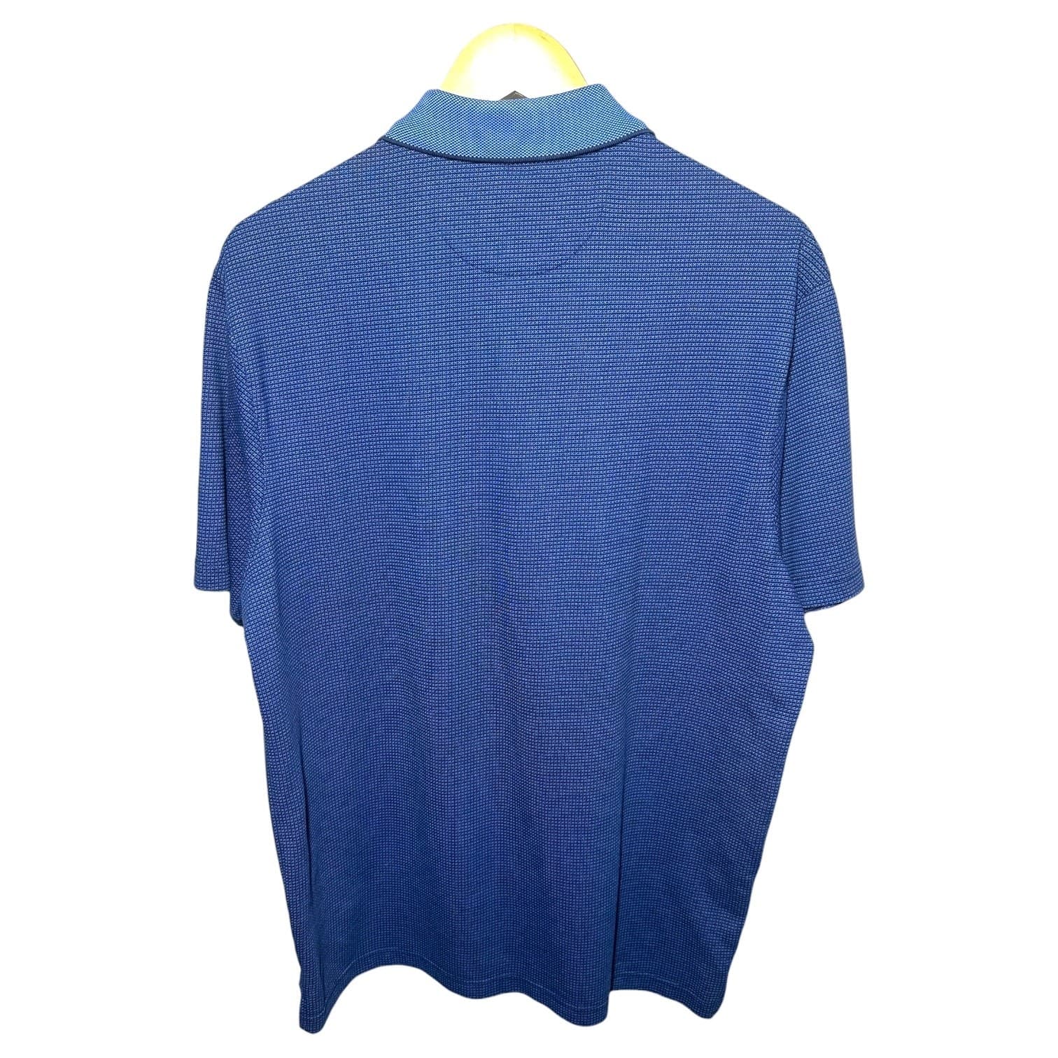 Roundtree & Yorke travelSMART Men's L Blue Textured Polo Shirt - Thumbnail 5