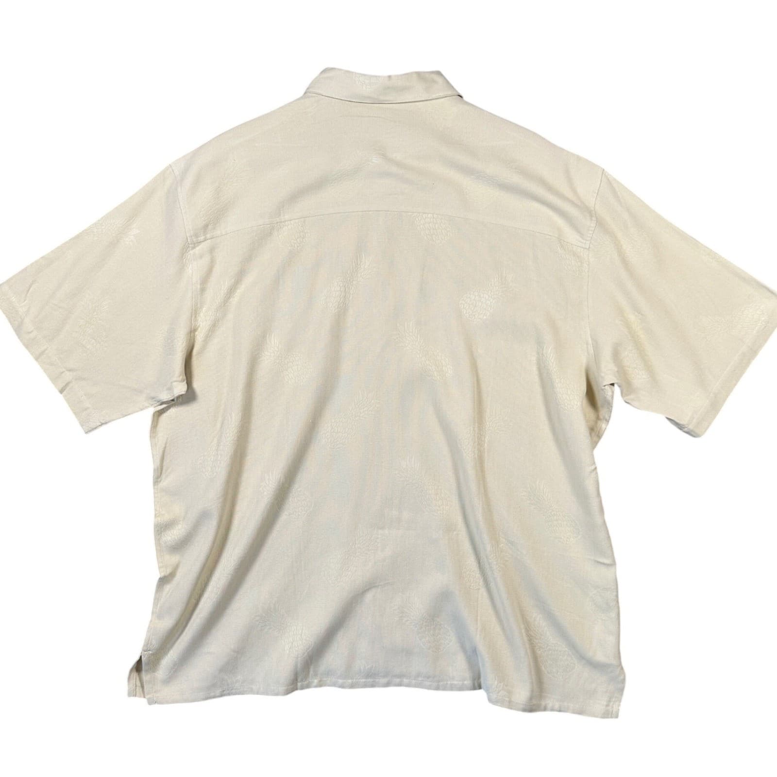 R&R Casuals Mens XXL Tan Pineapple Jacquard Short Sleeve Button Up Shirt - Thumbnail 2