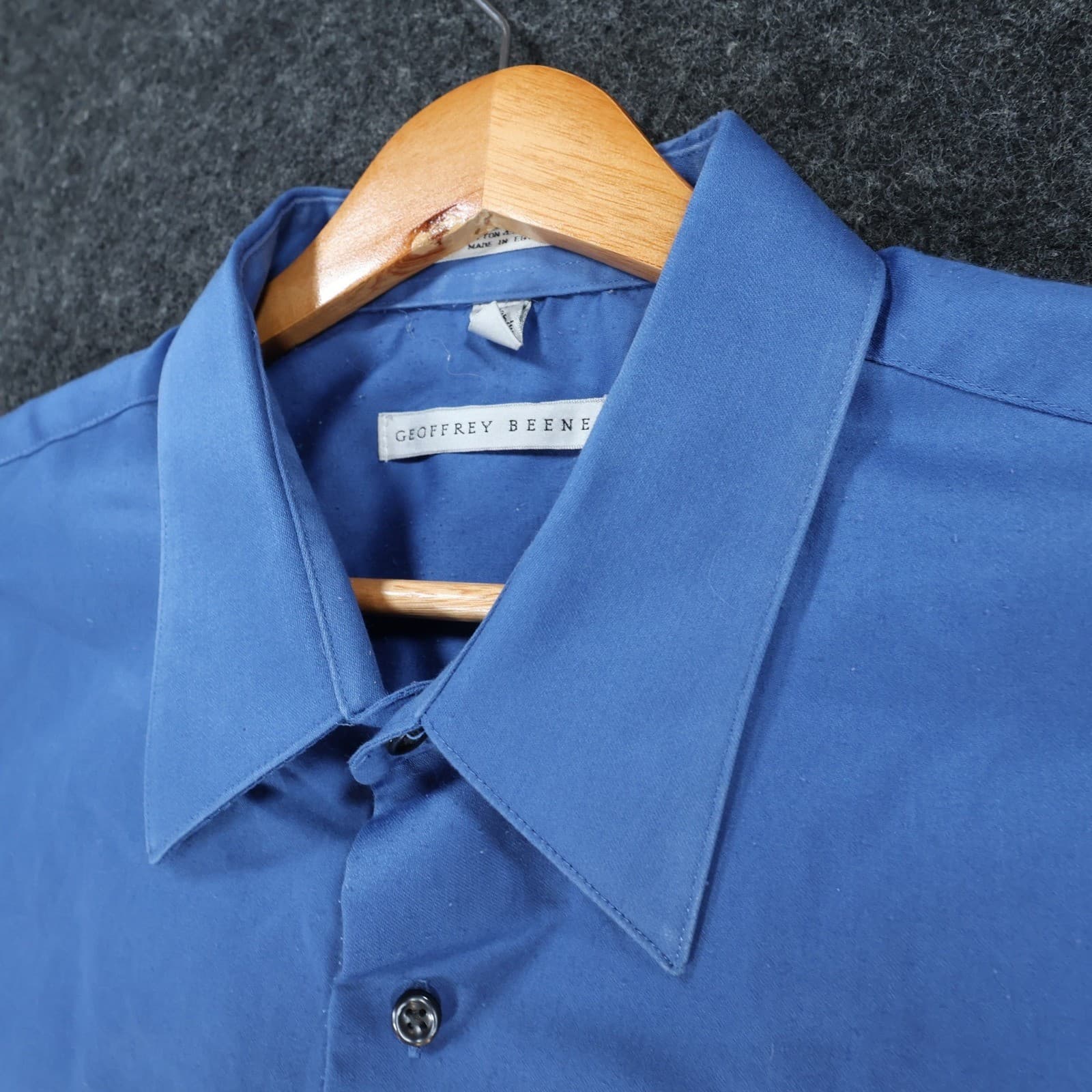 Geoffrey Beene Dress Shirt Mens XL Blue Excellent Sateen Wrinkle Free - Thumbnail 8