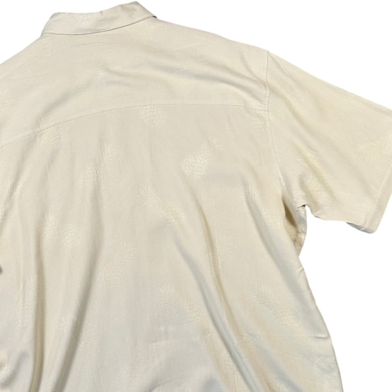 R&R Casuals Mens XXL Tan Pineapple Jacquard Short Sleeve Button Up Shirt - Thumbnail 4