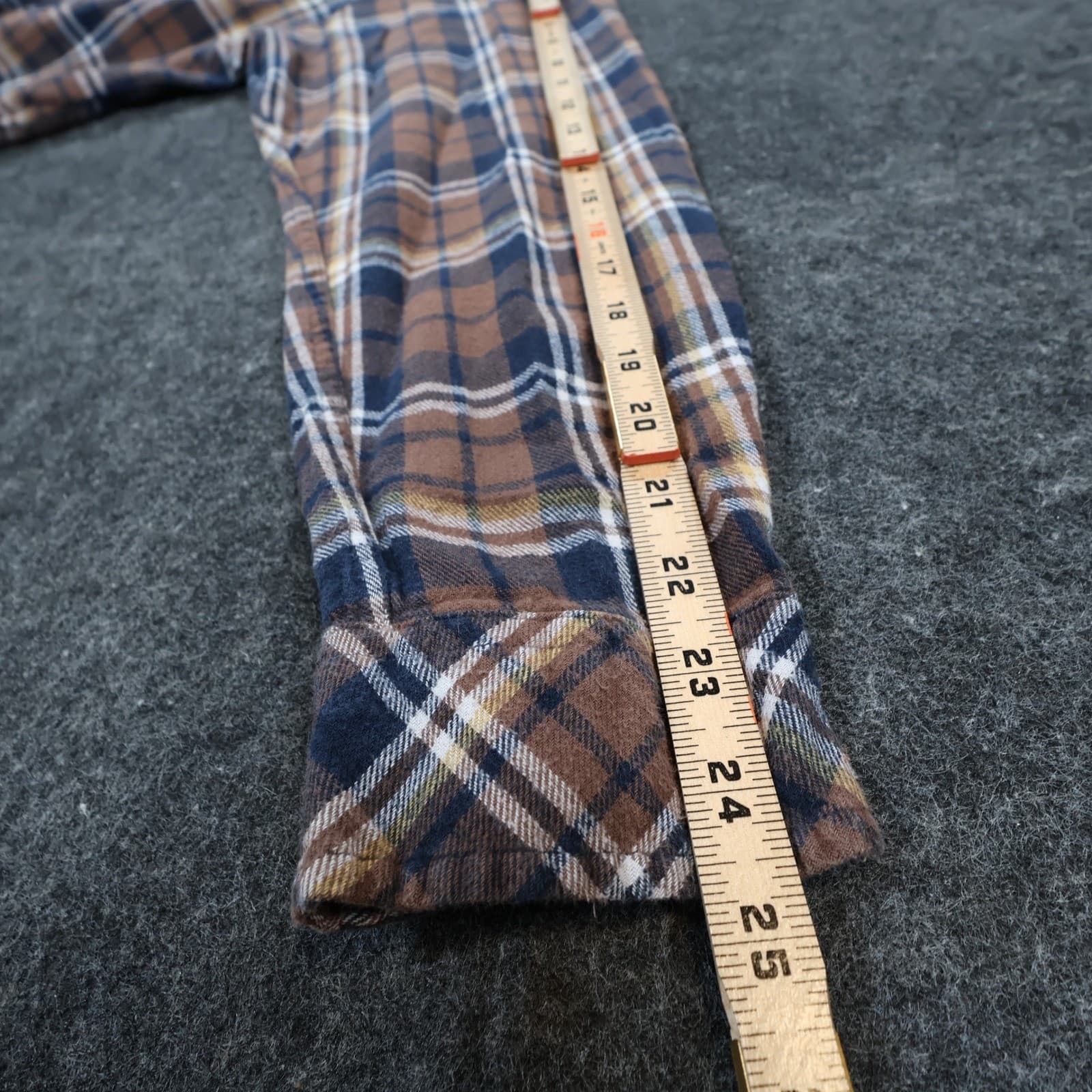 California Shirt Co Flannel Shirt Mens XL-Tall Brown Excellent Plaid Long Sleeve - Thumbnail 4