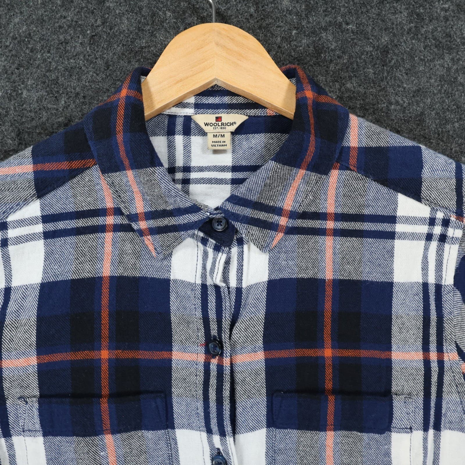 Woolrich Flannel Shirt Womens Medium Blue Excellent Plaid Cotton Long Sleeve - Thumbnail 9