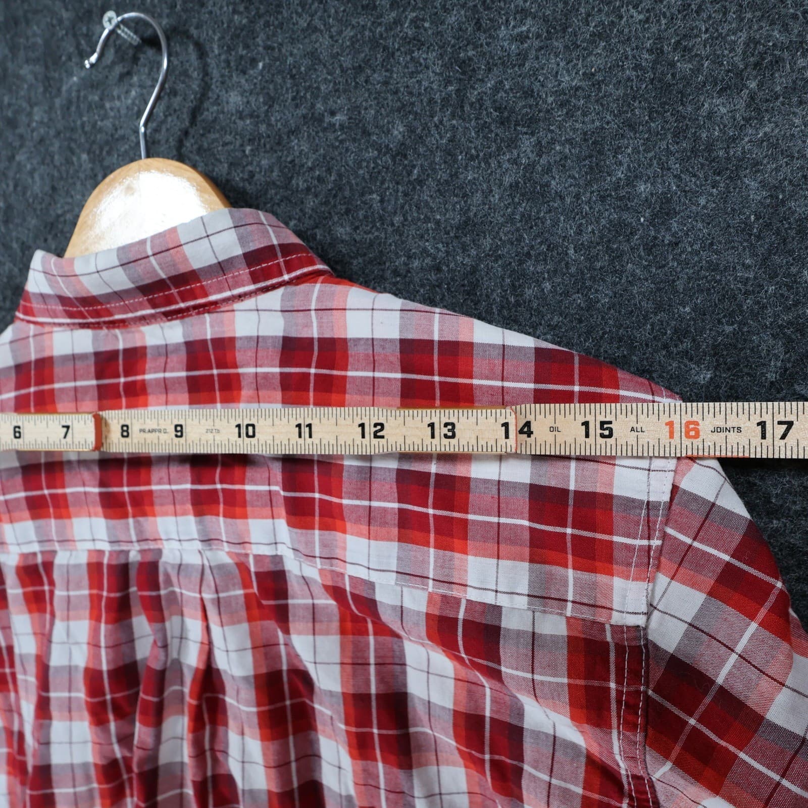 Wrangler Riata Button Down Mens XL Red Excellent Plaid Long Sleeve - Thumbnail 6