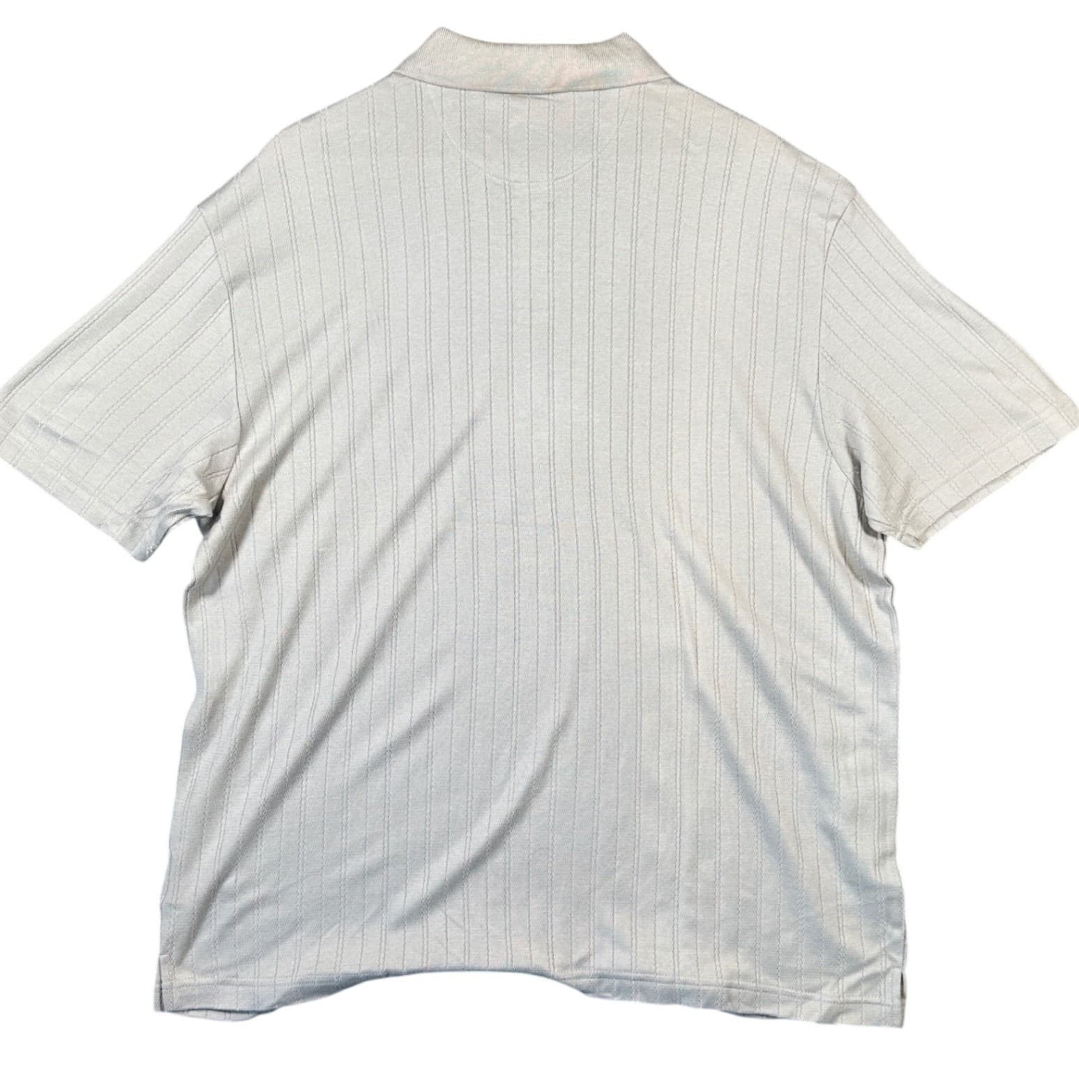 J Ferrar Mens XL Gray Striped Short Sleeve Polo Shirt - Thumbnail 2