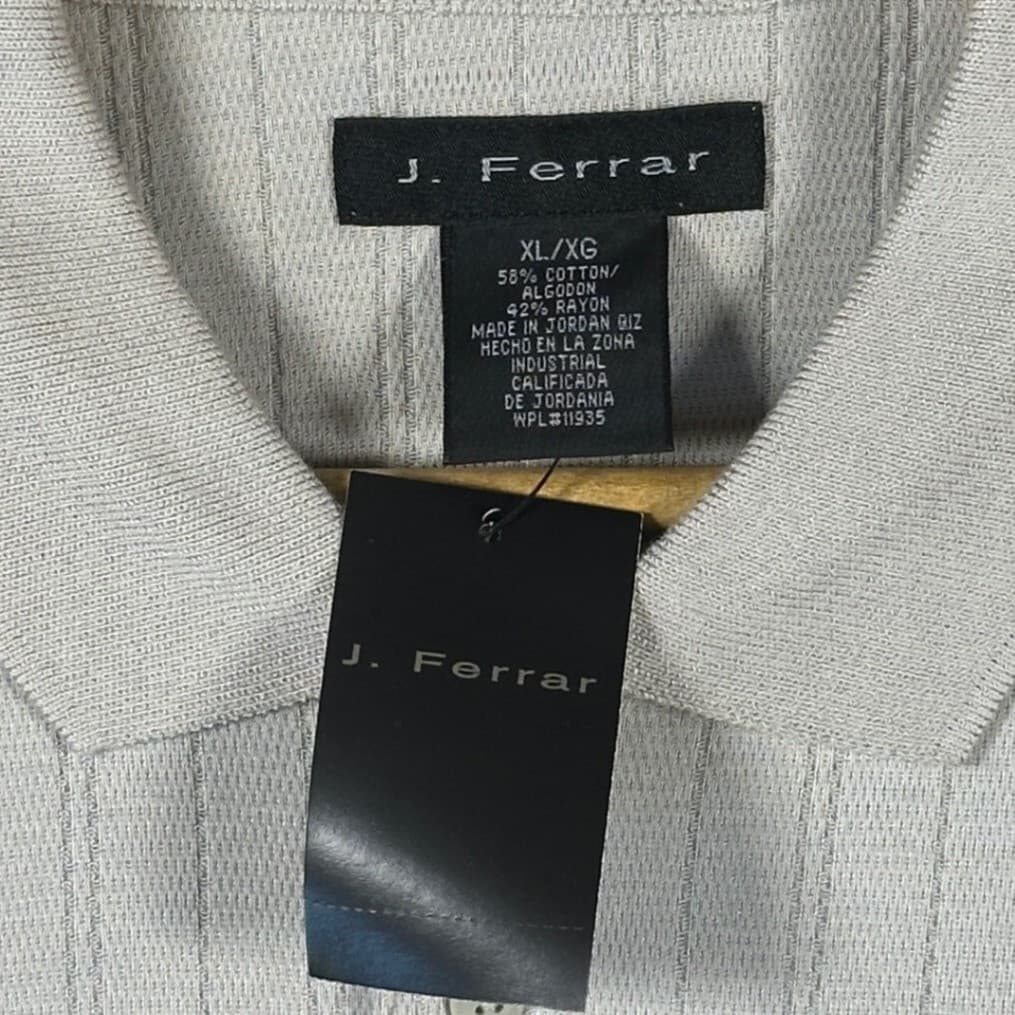 J Ferrar Mens XL Gray Striped Short Sleeve Polo Shirt - Thumbnail 7