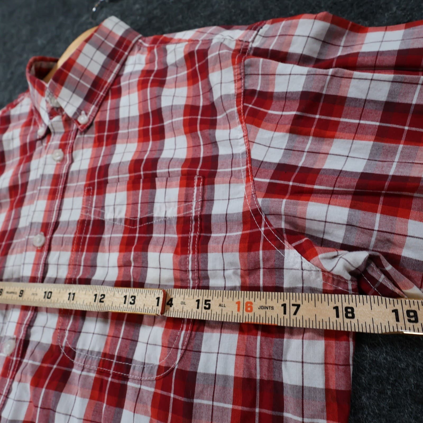 Wrangler Riata Button Down Mens XL Red Excellent Plaid Long Sleeve - Thumbnail 3