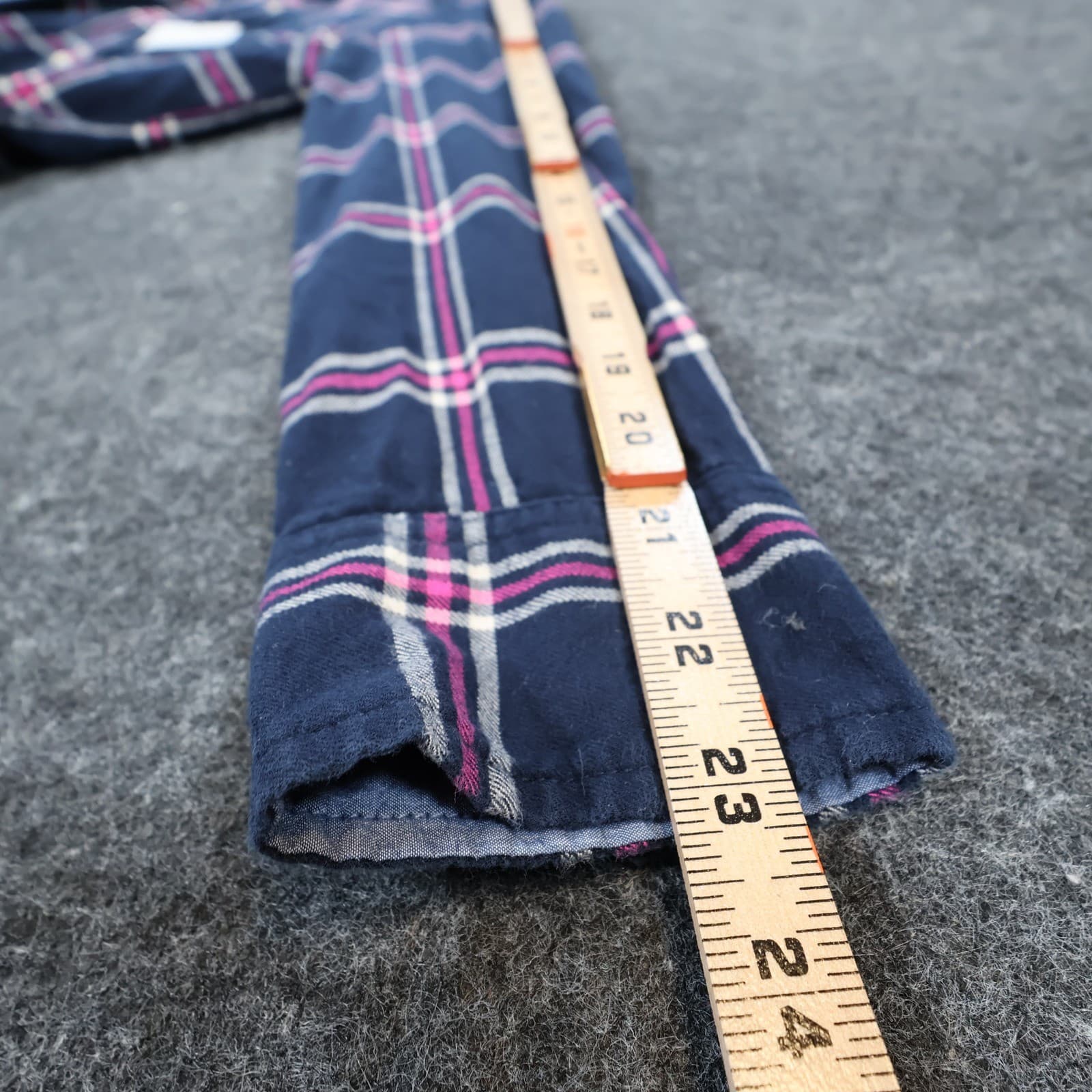 Tommy Hilfiger Button Up Womens Small Navy Blue Excellent Plaid Long Sleeve - Thumbnail 4