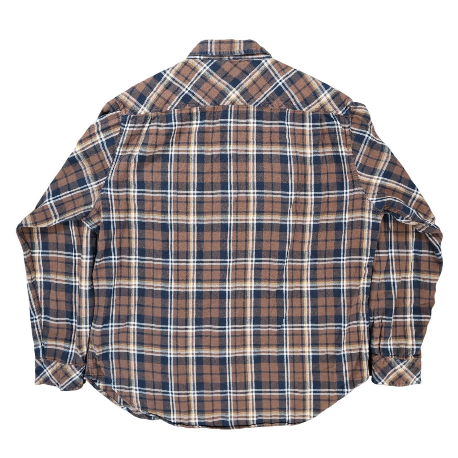 California Shirt Co Flannel Shirt Mens XL-Tall Brown Excellent Plaid Long Sleeve - Thumbnail 2
