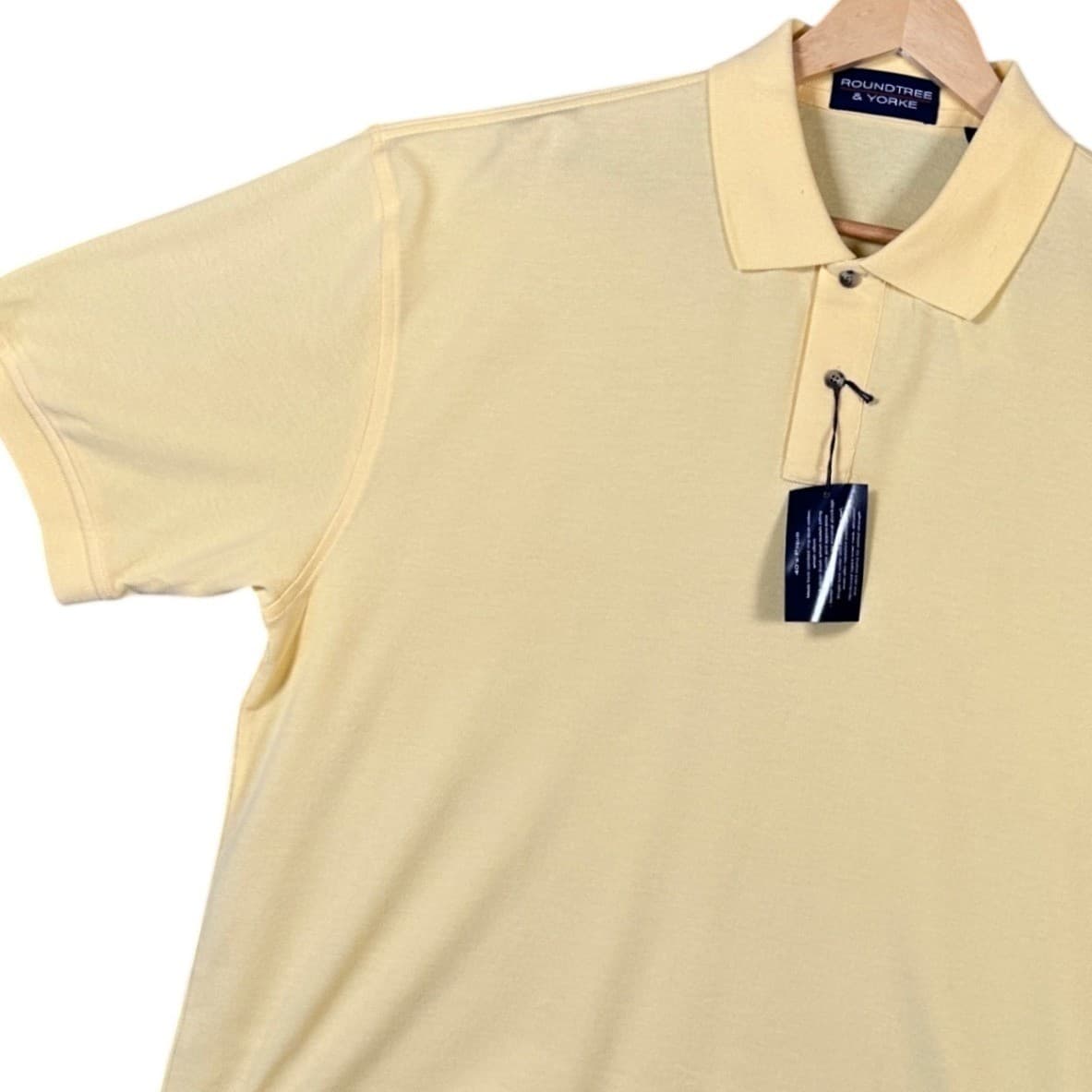 Roundtree & Yorke Mens Yellow Solid Short Sleeve Polo Shirt XL Cotton - Thumbnail 3