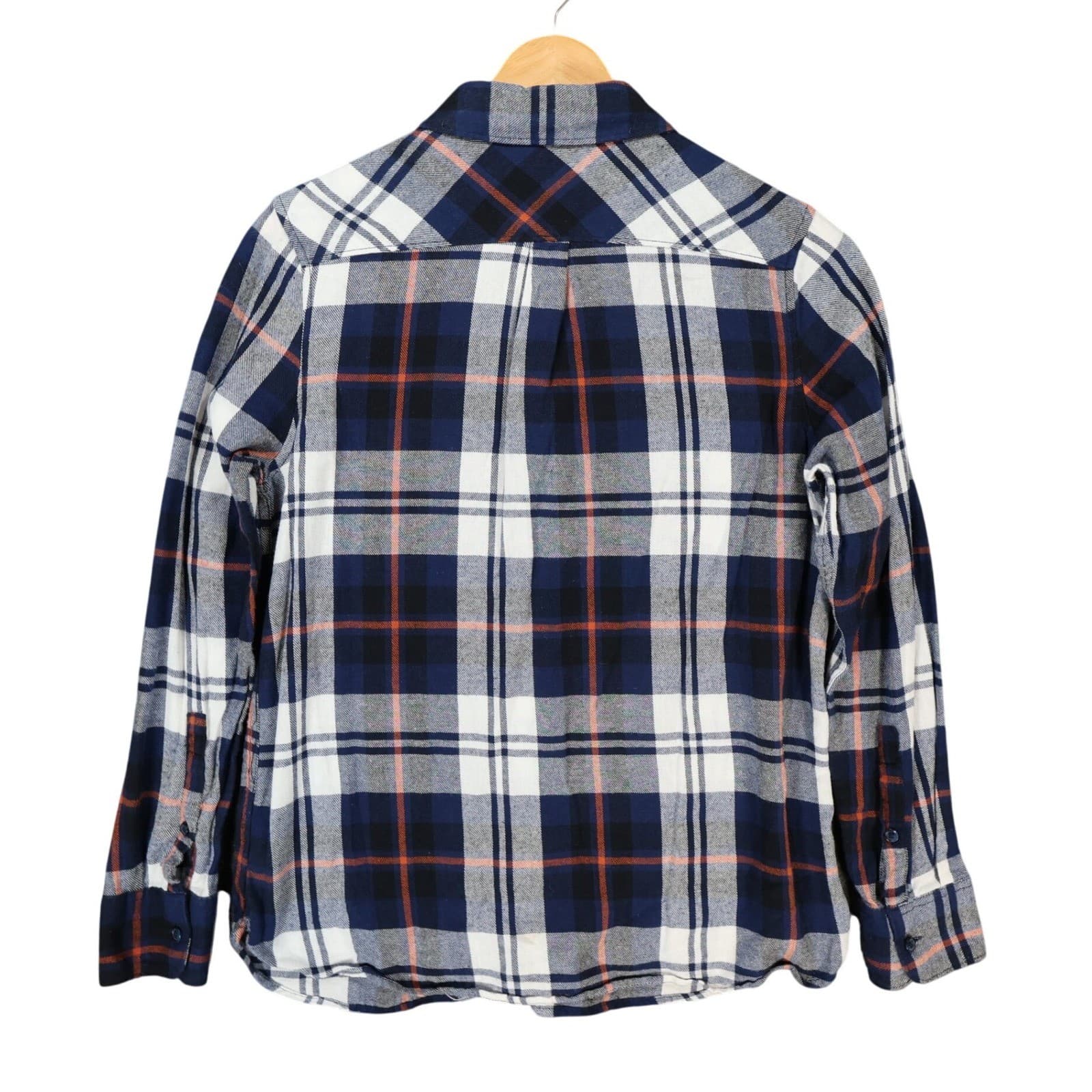 Woolrich Flannel Shirt Womens Medium Blue Excellent Plaid Cotton Long Sleeve - Thumbnail 2