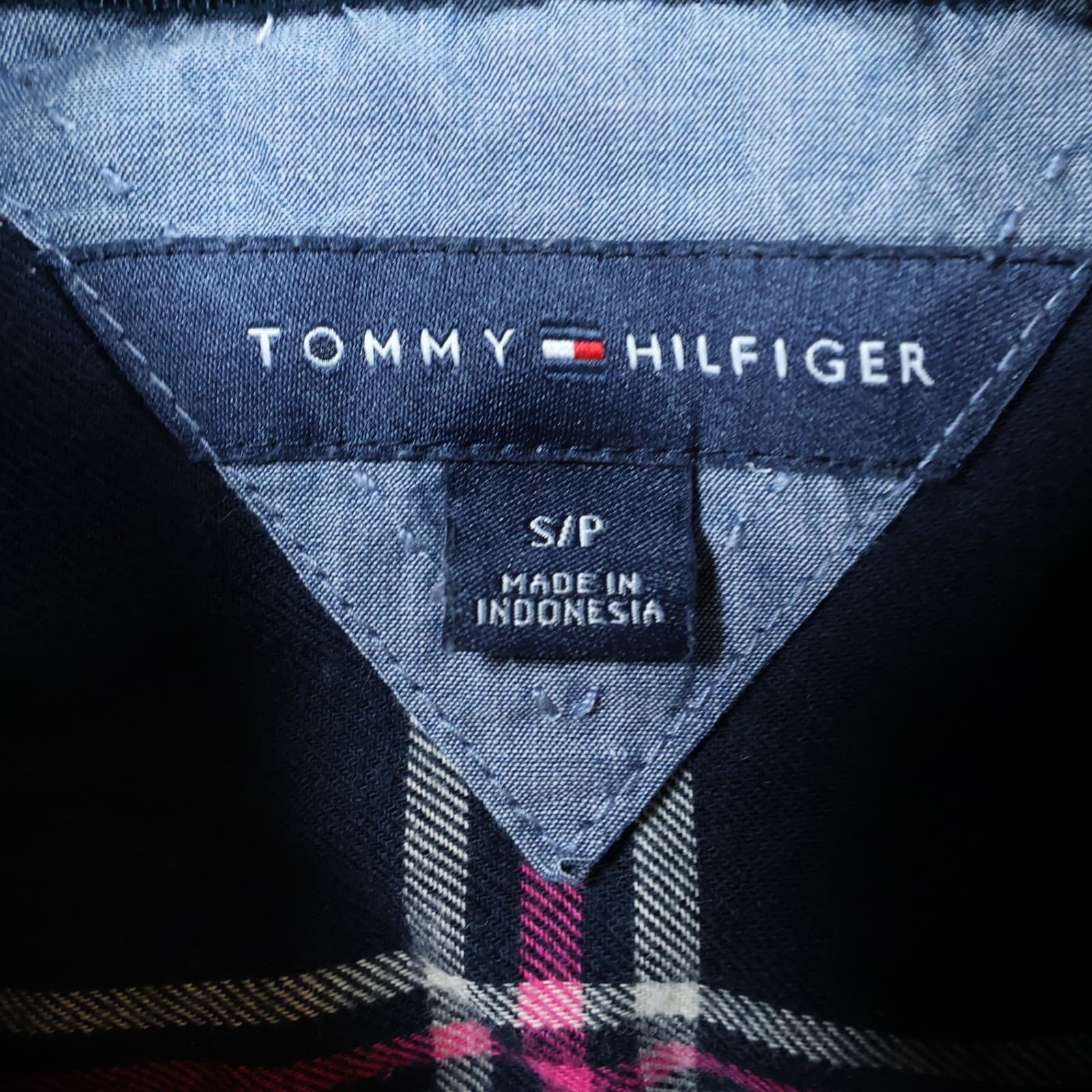 Tommy Hilfiger Button Up Womens Small Navy Blue Excellent Plaid Long Sleeve - Thumbnail 7