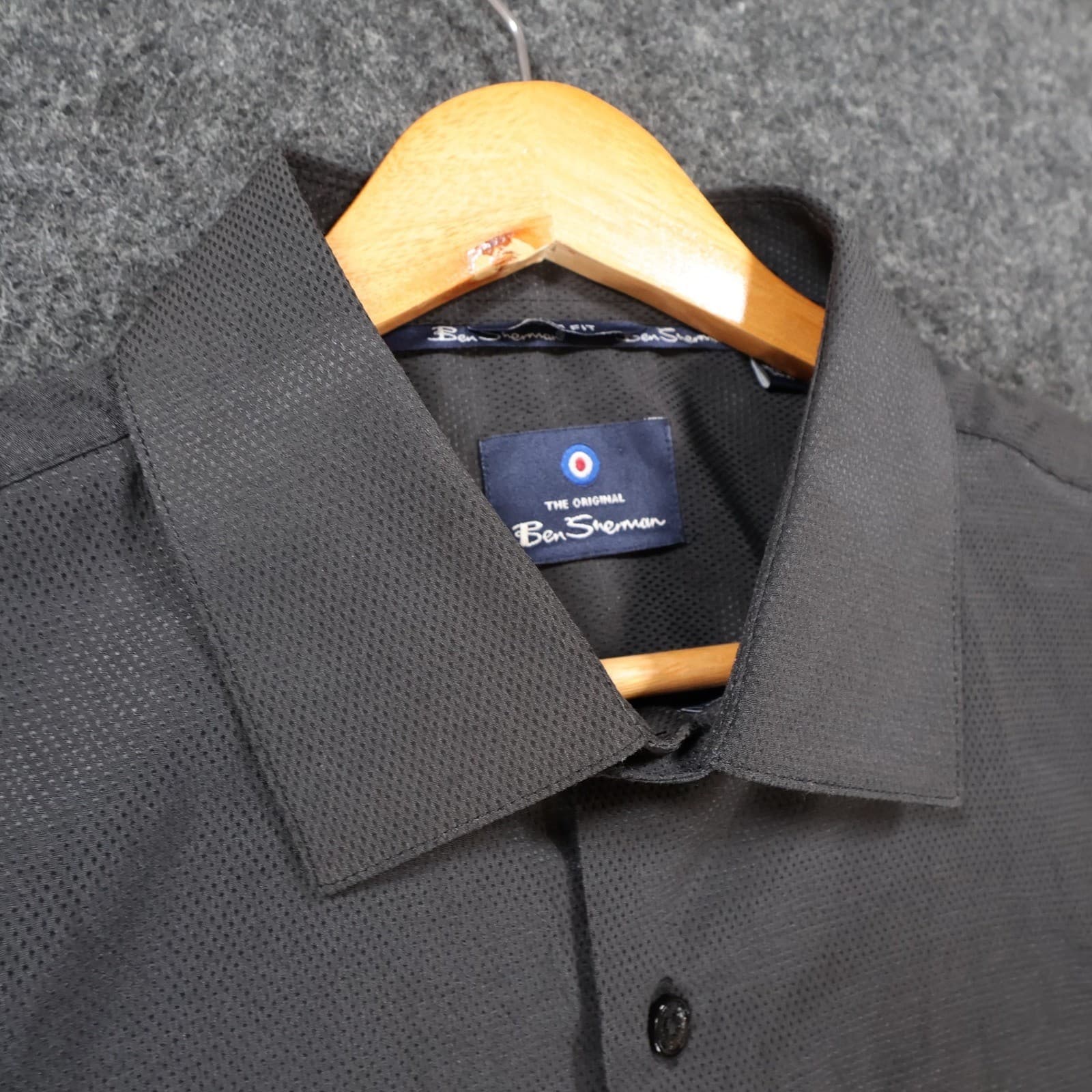 Ben Sherman Button Down Mens L Black Excellent Slim Fit Textured - Thumbnail 9