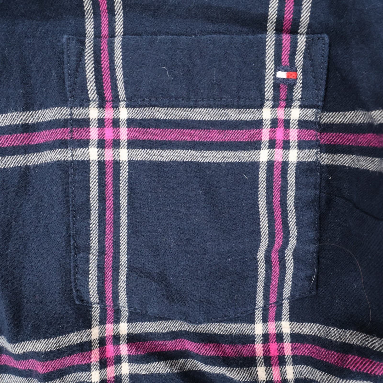 Tommy Hilfiger Button Up Womens Small Navy Blue Excellent Plaid Long Sleeve - Thumbnail 10
