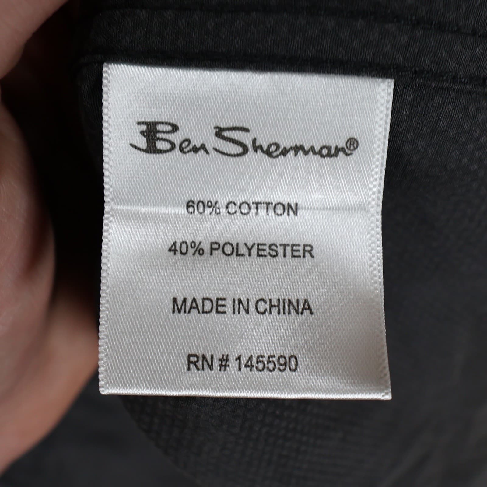 Ben Sherman Button Down Mens L Black Excellent Slim Fit Textured - Thumbnail 8