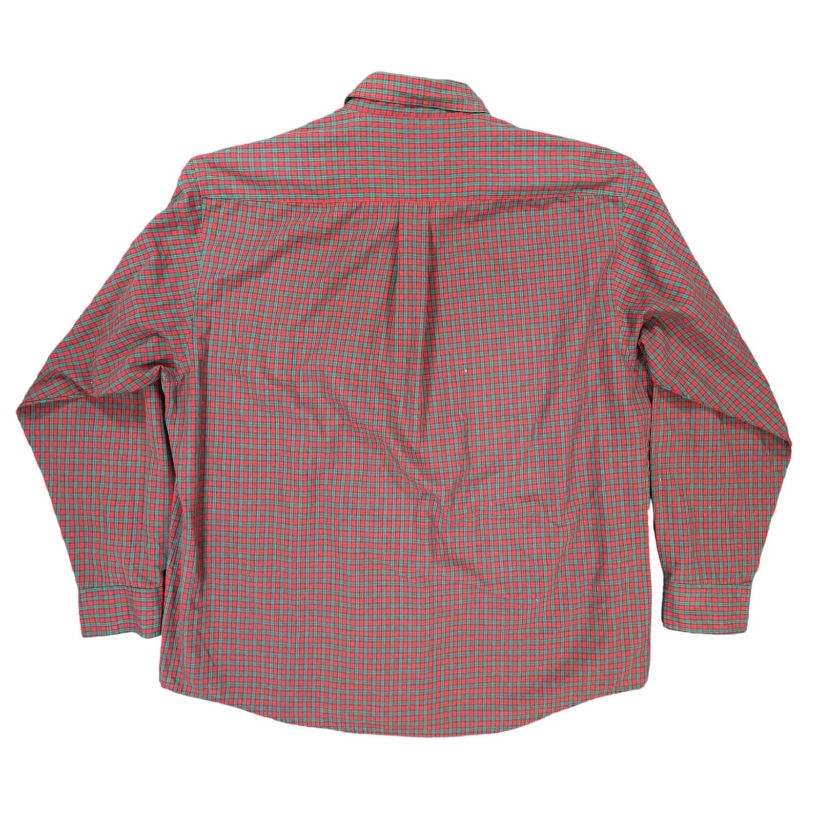 Bill Blass Button Down Shirt Mens XXL Red Excellent Wrinkle Free Plaid - Thumbnail 2