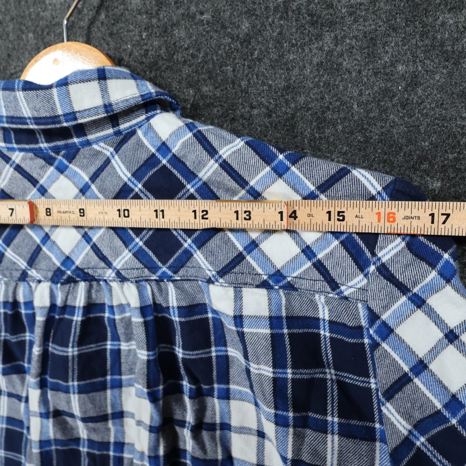 Lands' End Flannel Shirt Womens M Blue Excellent Plaid Button Up - Thumbnail 6