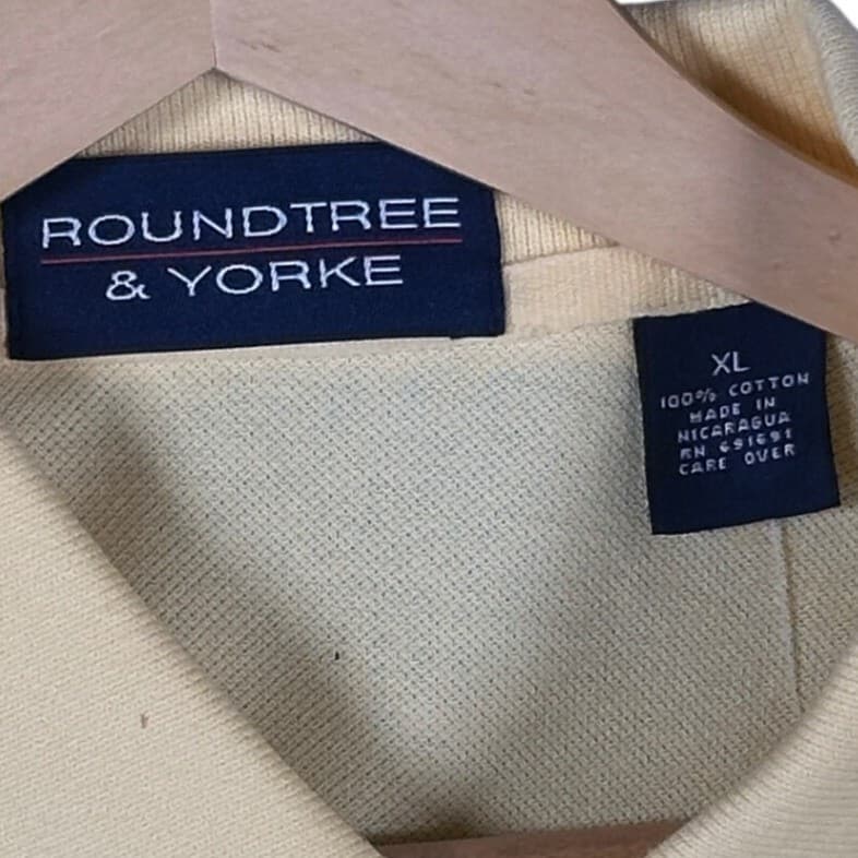 Roundtree & Yorke Mens Yellow Solid Short Sleeve Polo Shirt XL Cotton - Thumbnail 7