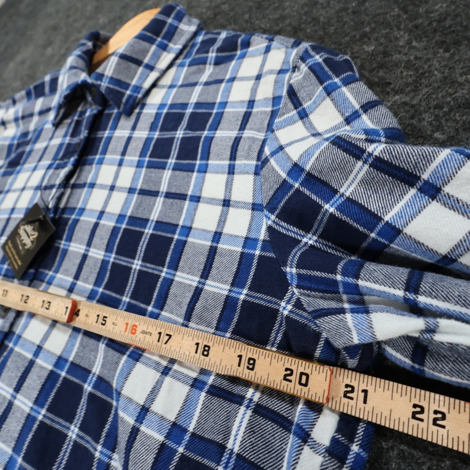 Lands' End Flannel Shirt Womens M Blue Excellent Plaid Button Up - Thumbnail 3