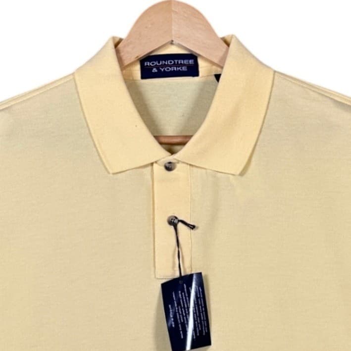 Roundtree & Yorke Mens Yellow Solid Short Sleeve Polo Shirt XL Cotton - Thumbnail 5