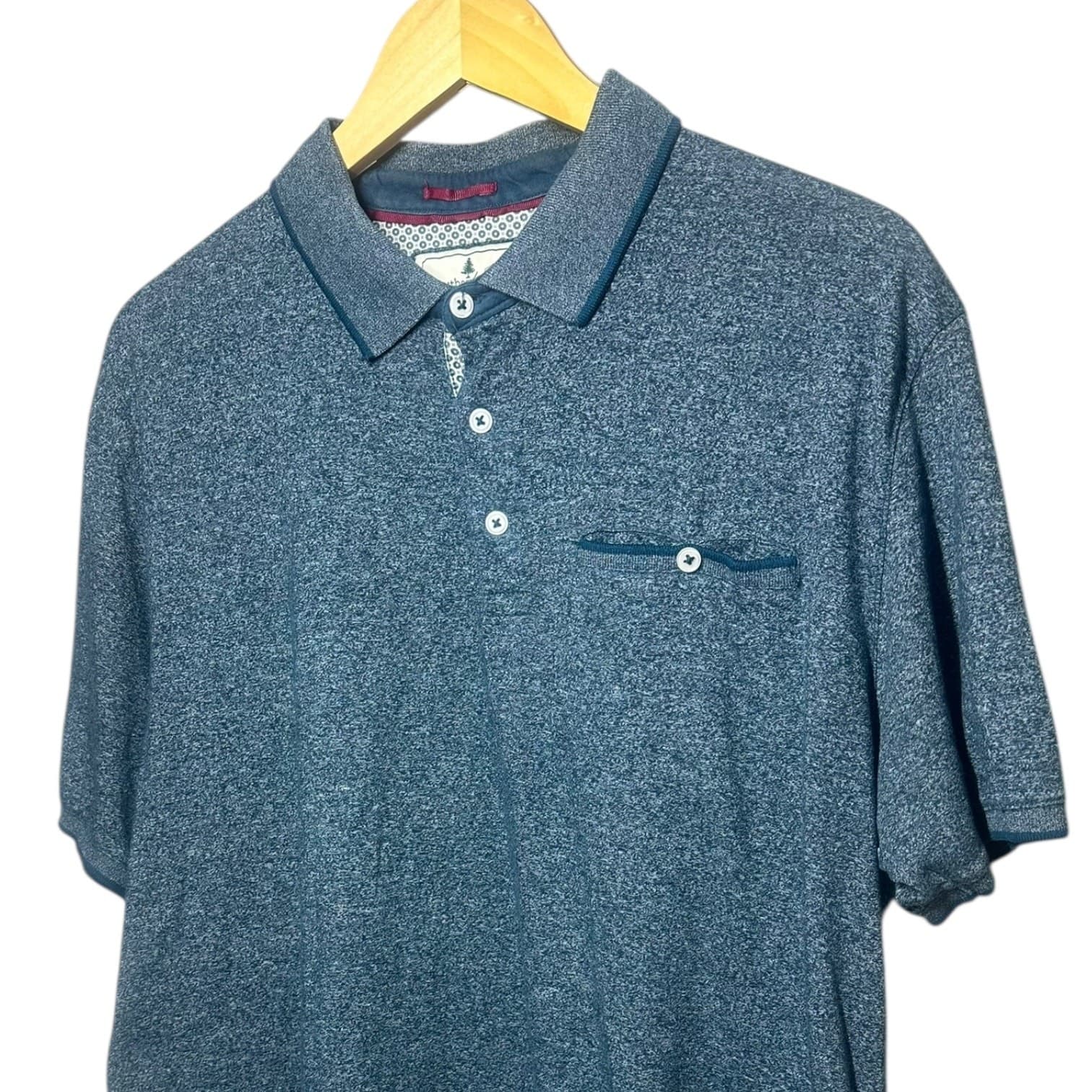 Southern Pines Men's Large Heather Blue Polo Shirt Collared Casual - Thumbnail 3