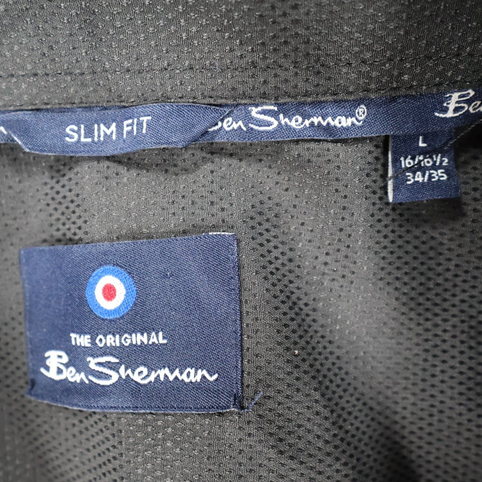Ben Sherman Button Down Mens L Black Excellent Slim Fit Textured - Thumbnail 7