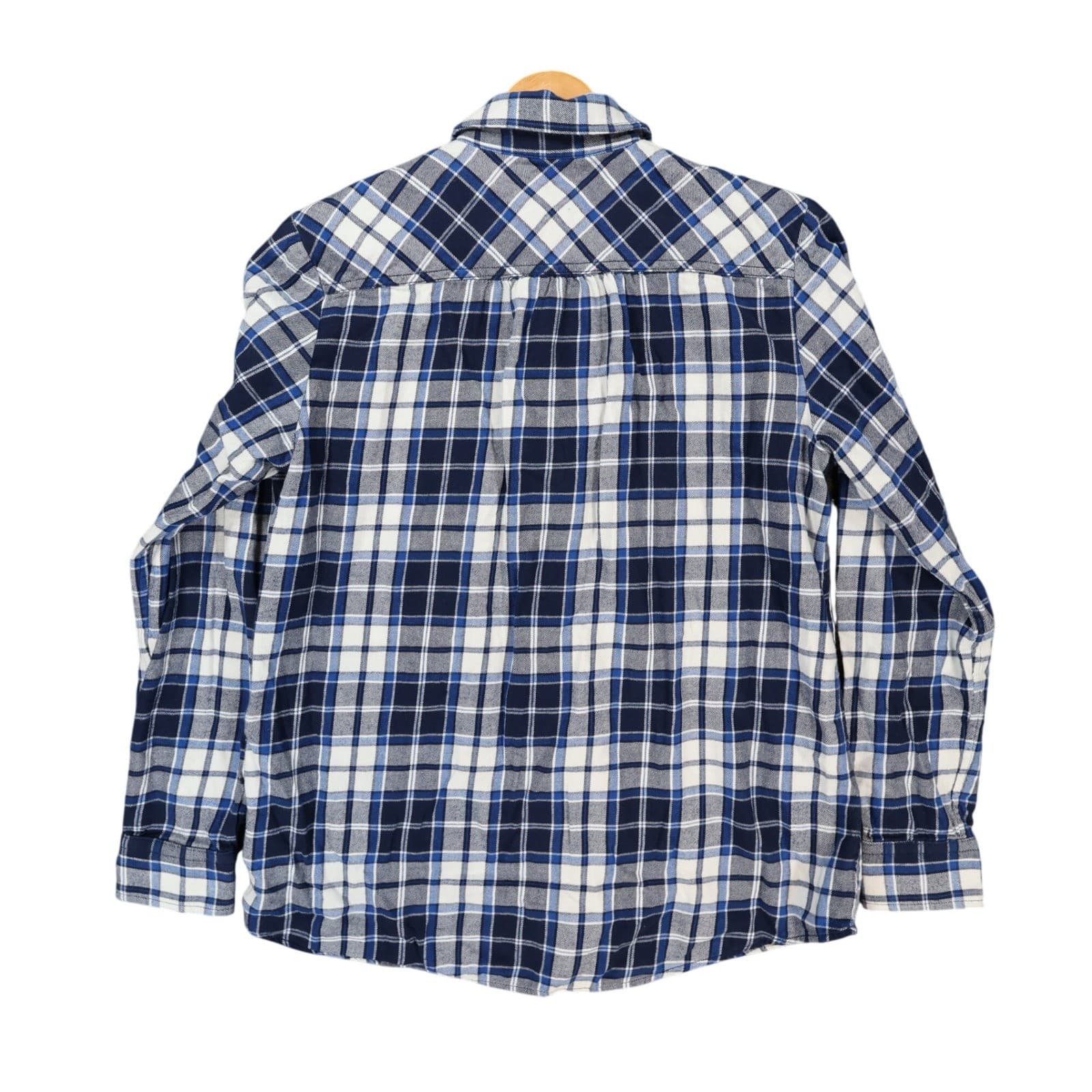 Lands' End Flannel Shirt Womens M Blue Excellent Plaid Button Up - Thumbnail 2