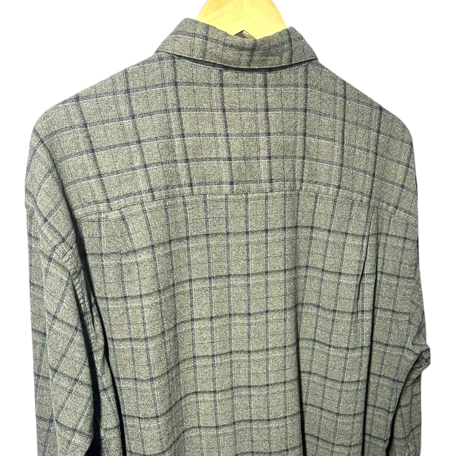 Arrow Men's L Olive Green Grid Plaid Flannel Button Up Shirt Work Casual - Thumbnail 5