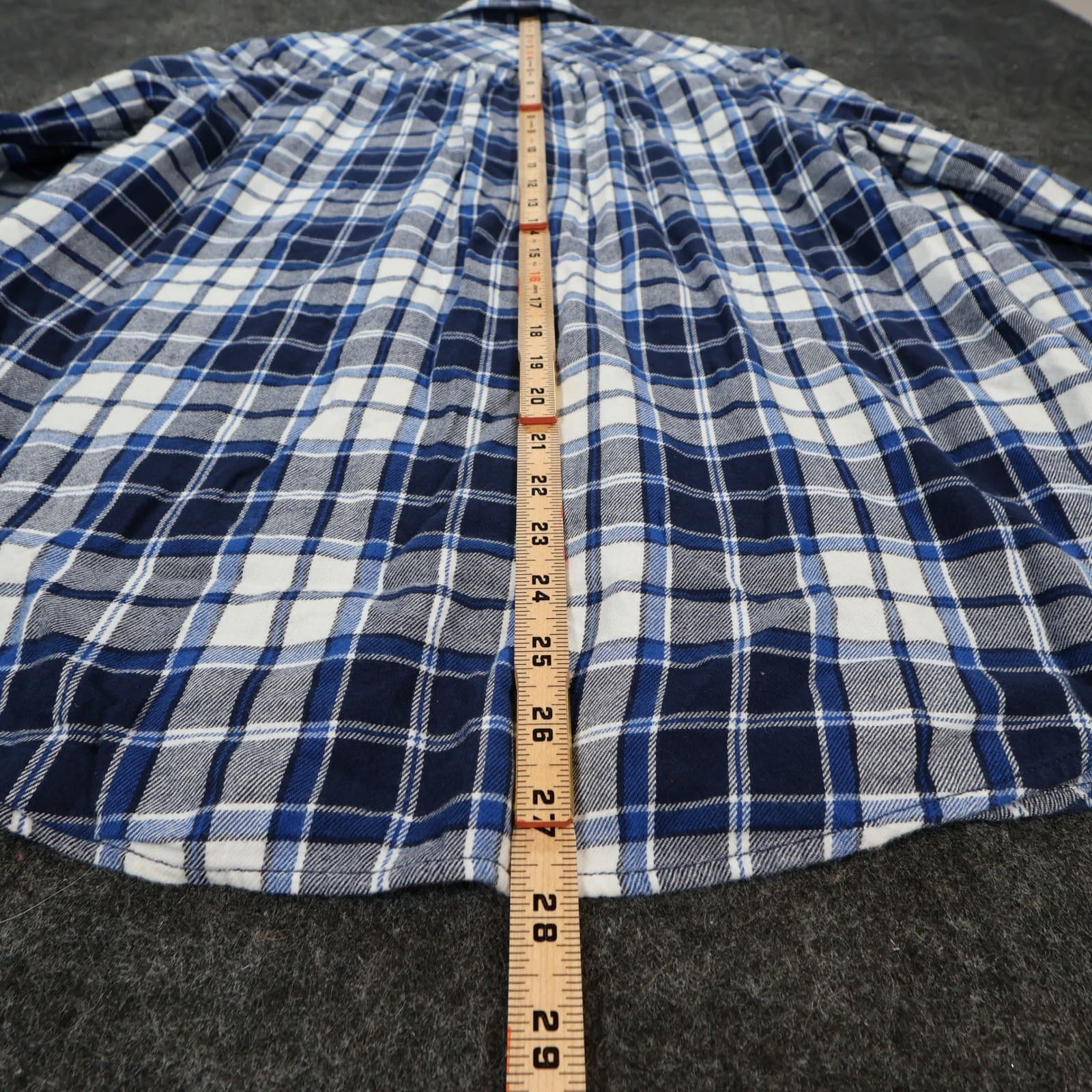 Lands' End Flannel Shirt Womens M Blue Excellent Plaid Button Up - Thumbnail 5