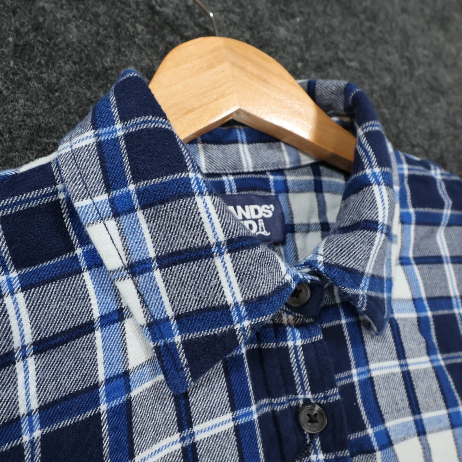 Lands' End Flannel Shirt Womens M Blue Excellent Plaid Button Up - Thumbnail 9