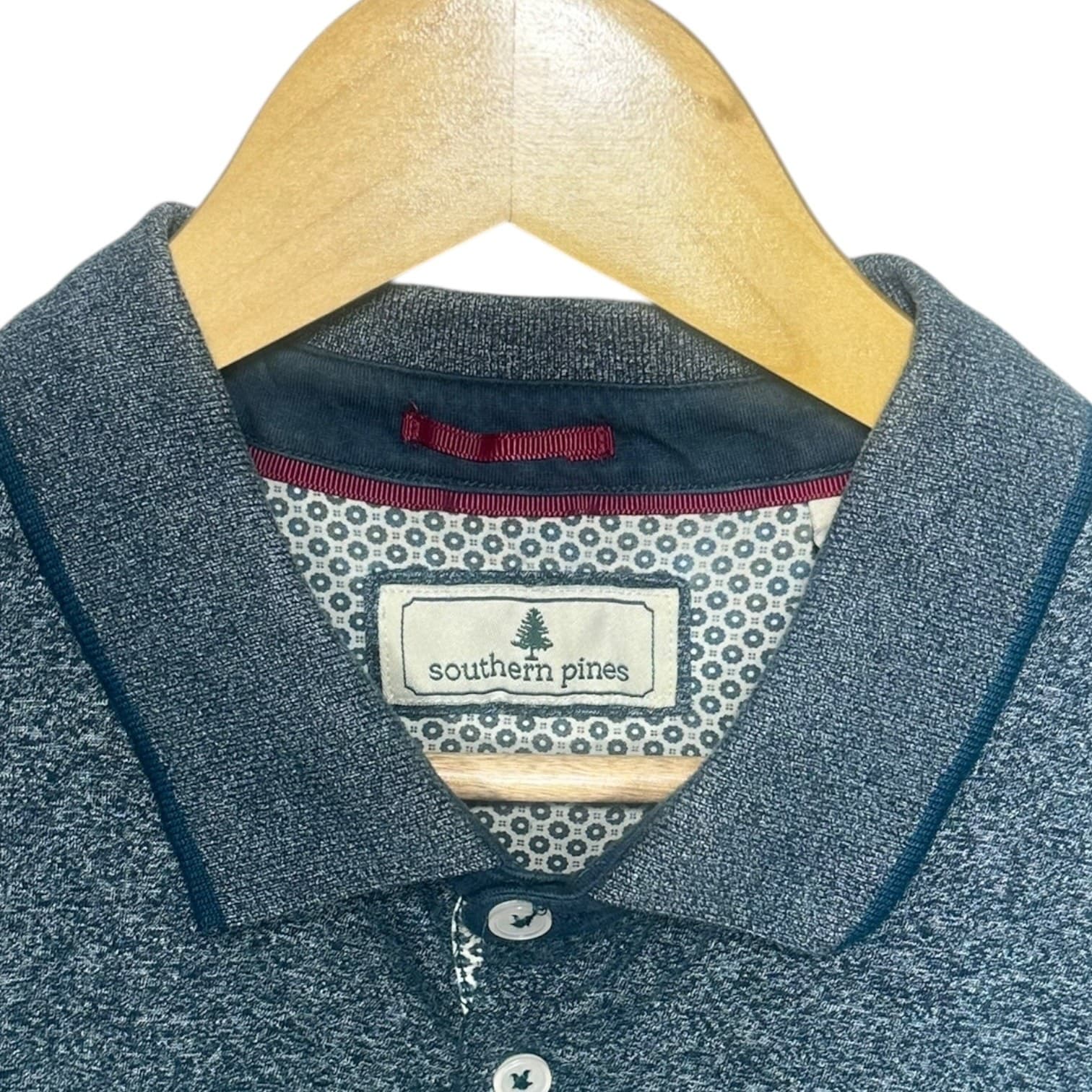 Southern Pines Men's Large Heather Blue Polo Shirt Collared Casual - Thumbnail 5