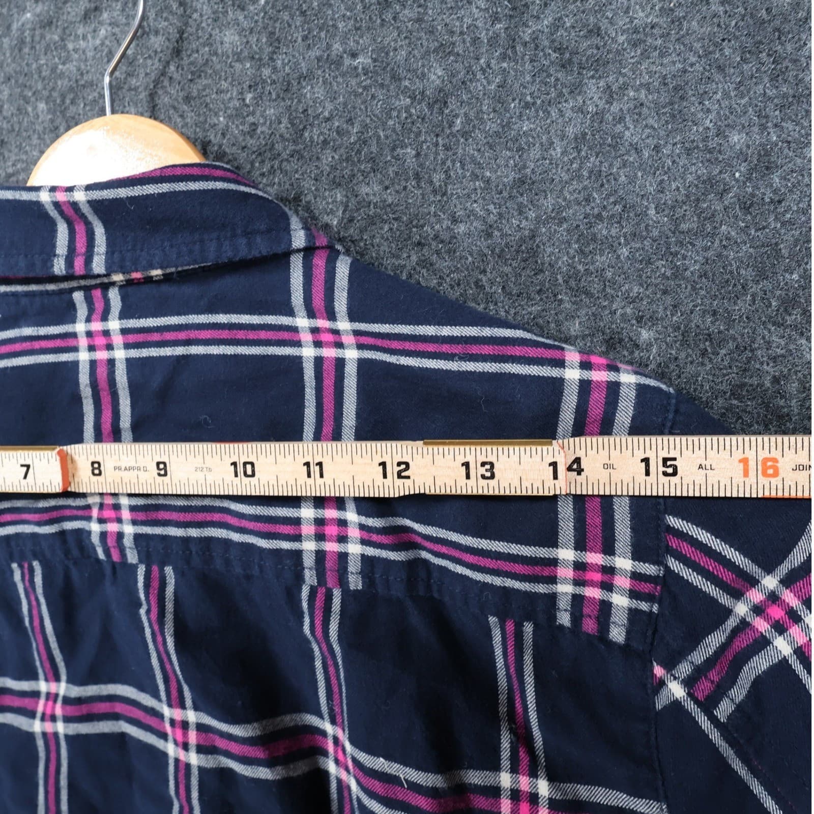 Tommy Hilfiger Button Up Womens Small Navy Blue Excellent Plaid Long Sleeve - Thumbnail 6