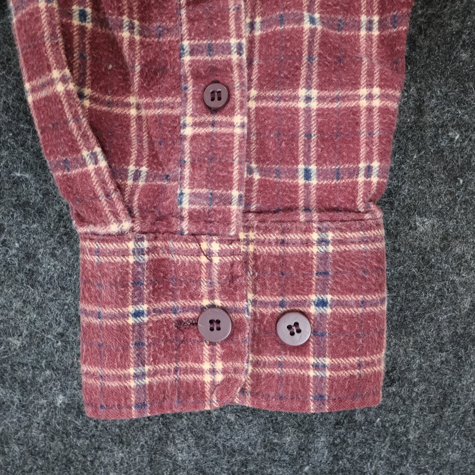Claudio Nucci Button Up Mens L Burgundy Excellent Plaid Flannel - Thumbnail 10