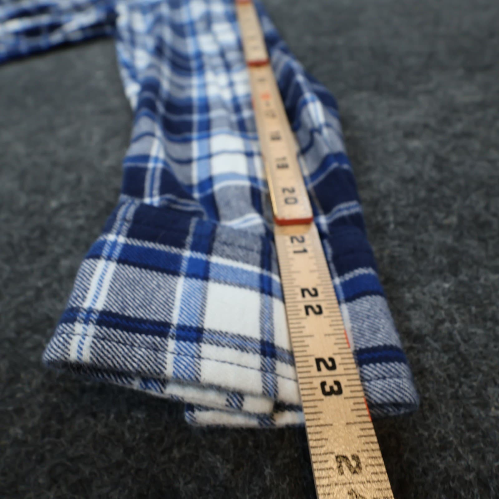 Lands' End Flannel Shirt Womens M Blue Excellent Plaid Button Up - Thumbnail 4