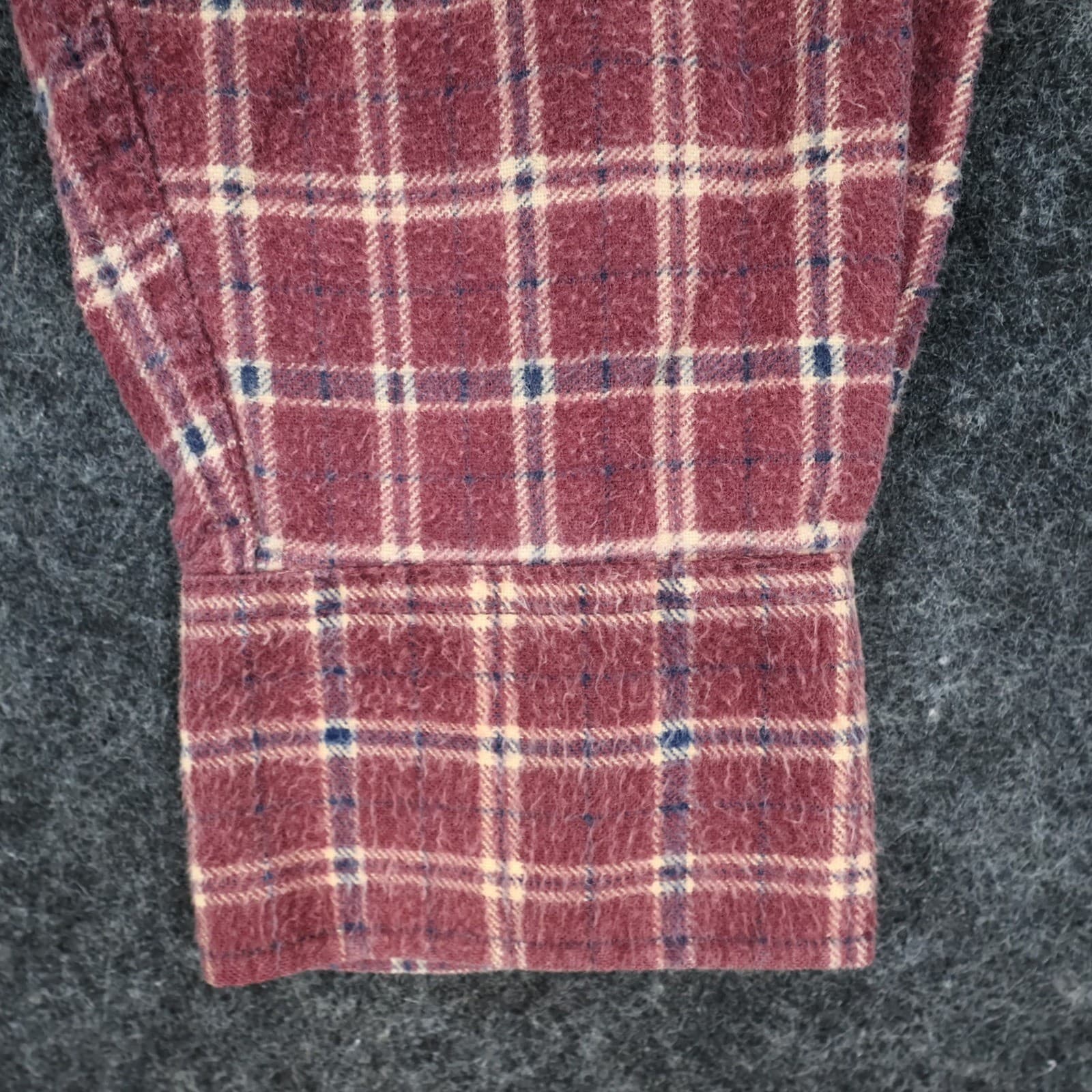 Claudio Nucci Button Up Mens L Burgundy Excellent Plaid Flannel - Thumbnail 9