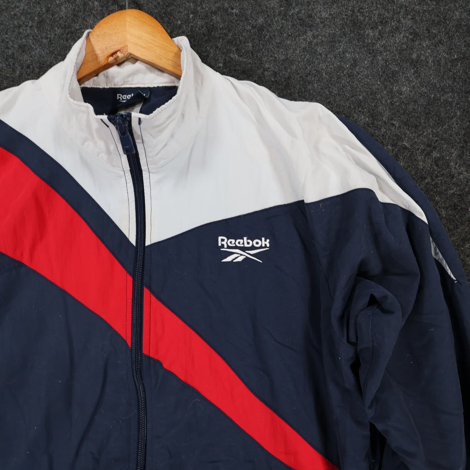 Reebok Windbreaker Mens S Navy Excellent Colorblock Zip Up - Thumbnail 10