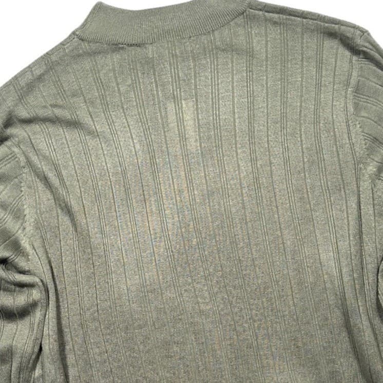 Linea Uomo Mock Neck Sweater Mens XL Olive Green New Ribbed Knit Long Sleeve - Thumbnail 4