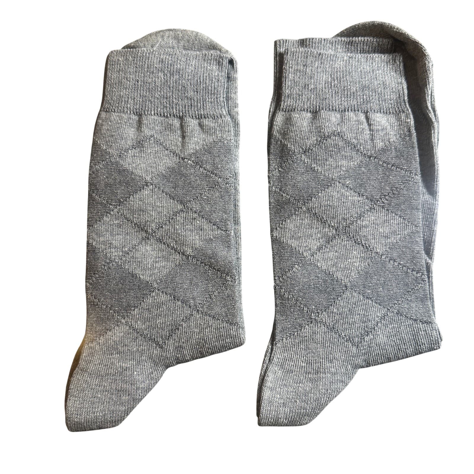 Vintage Haband Dress Socks Mens Large Grey NEW Argyle Diamond Cotton Blend - Thumbnail 4
