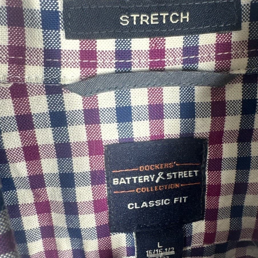 Dockers Men’s Large Checkered Button-Down Shirt Classic Fit Casual - Thumbnail 3