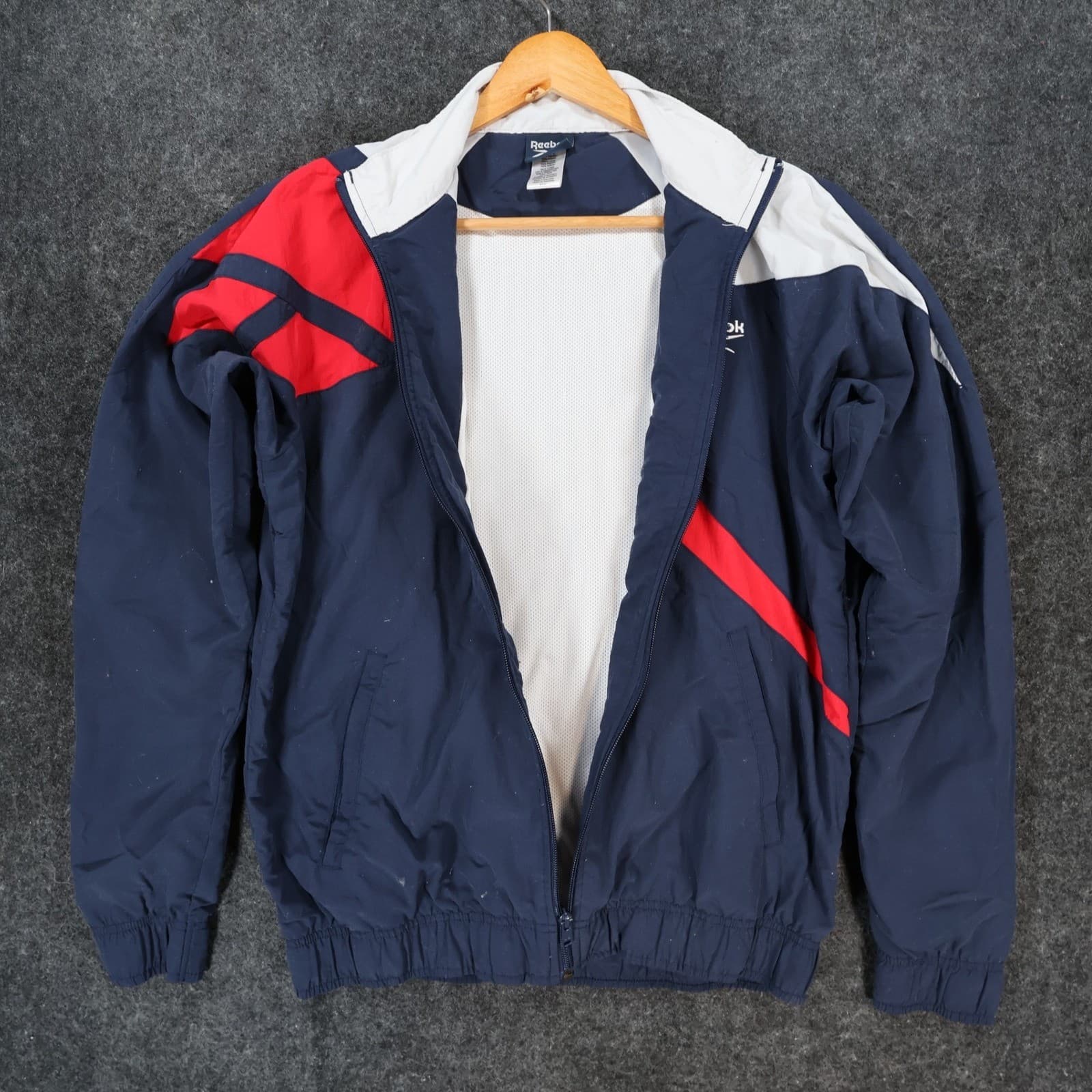 Reebok Windbreaker Mens S Navy Excellent Colorblock Zip Up - Thumbnail 9