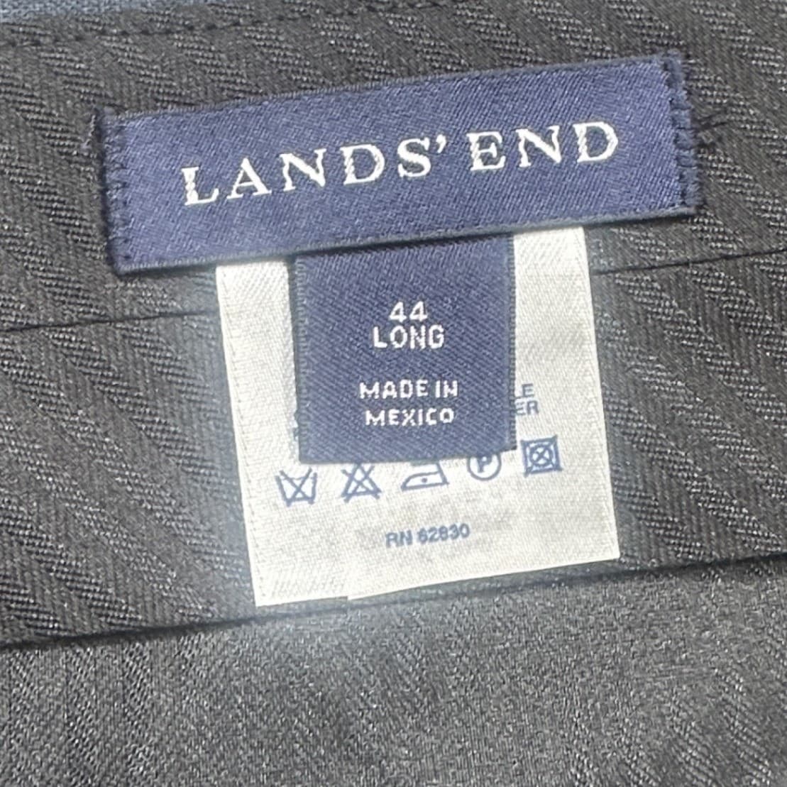 Lands End Dress Pants Mens 44 Long Navy Blue 100% Wool Pleated Straight - Thumbnail 7
