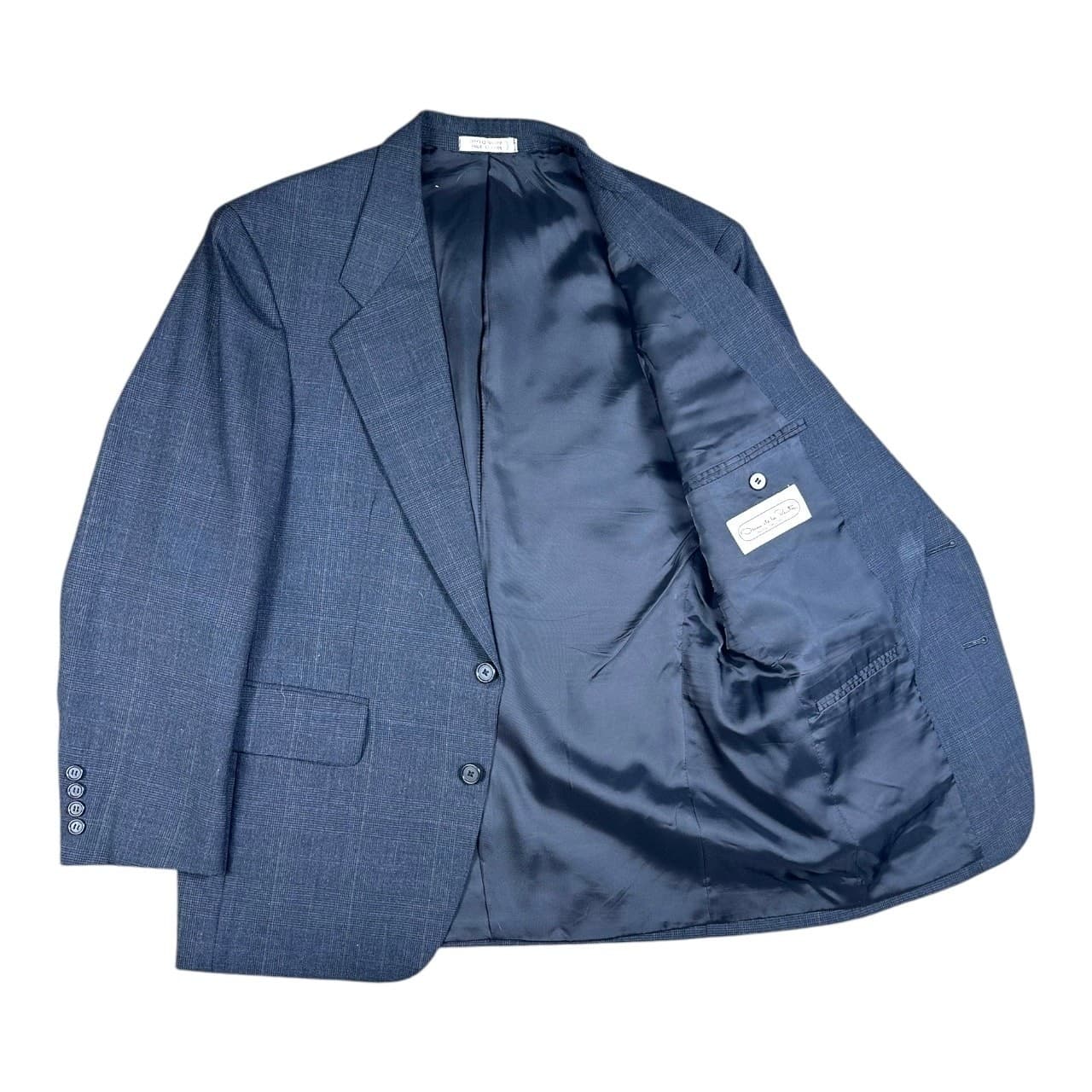 Oscar de la Renta Blazer Mens 42R Blue Glen Plaid Hand Tailored Jacket - Thumbnail 2