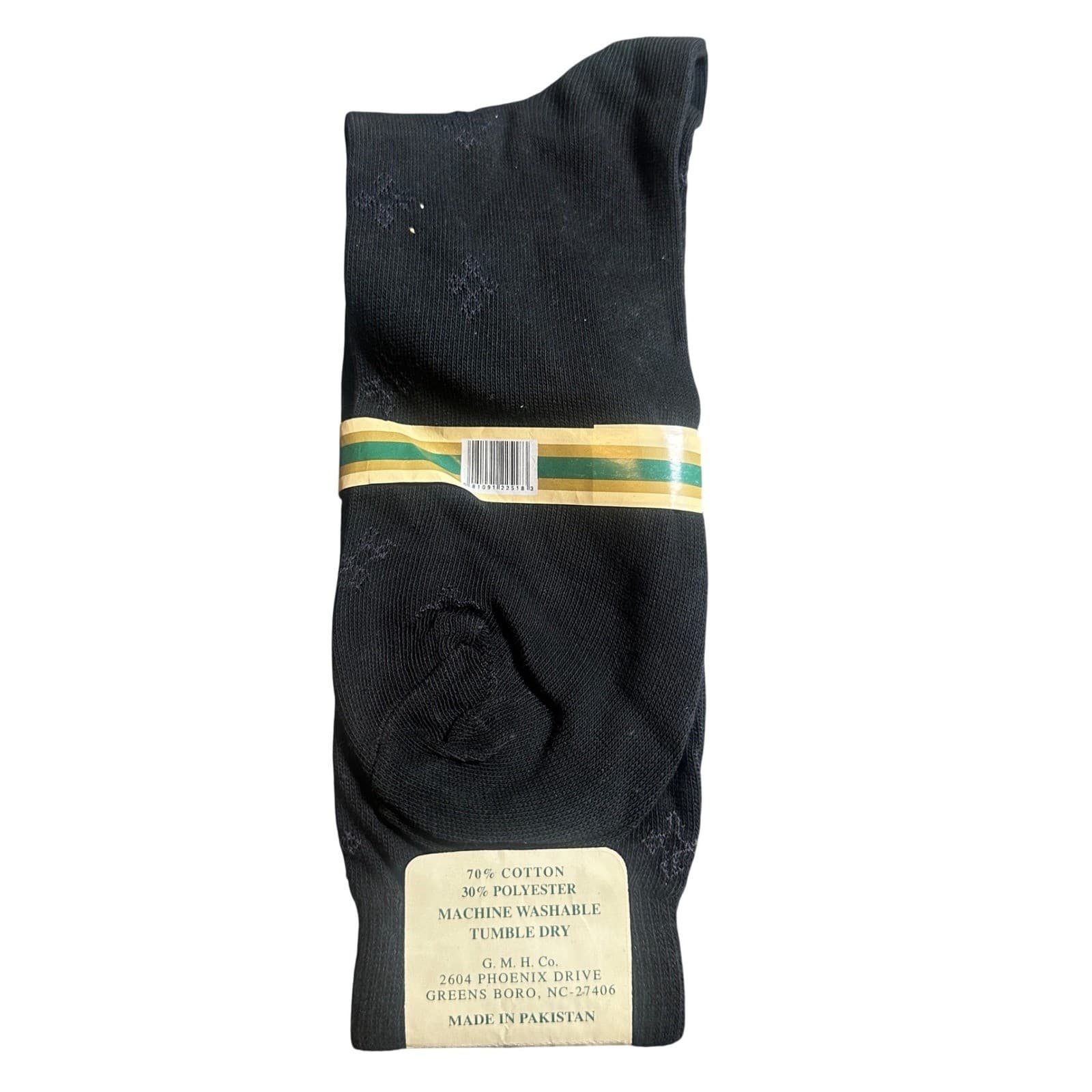 Vintage Gold Medal Hosiery Dress Socks Mens 10-13 Black NEW Cotton Rich - Thumbnail 2