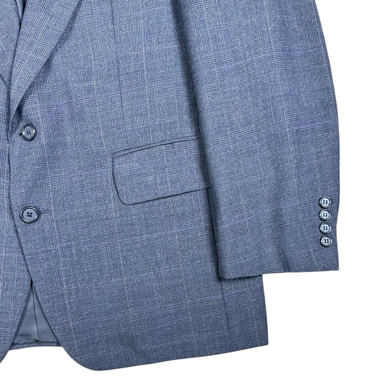 Oscar de la Renta Blazer Mens 42R Blue Glen Plaid Hand Tailored Jacket - Thumbnail 6