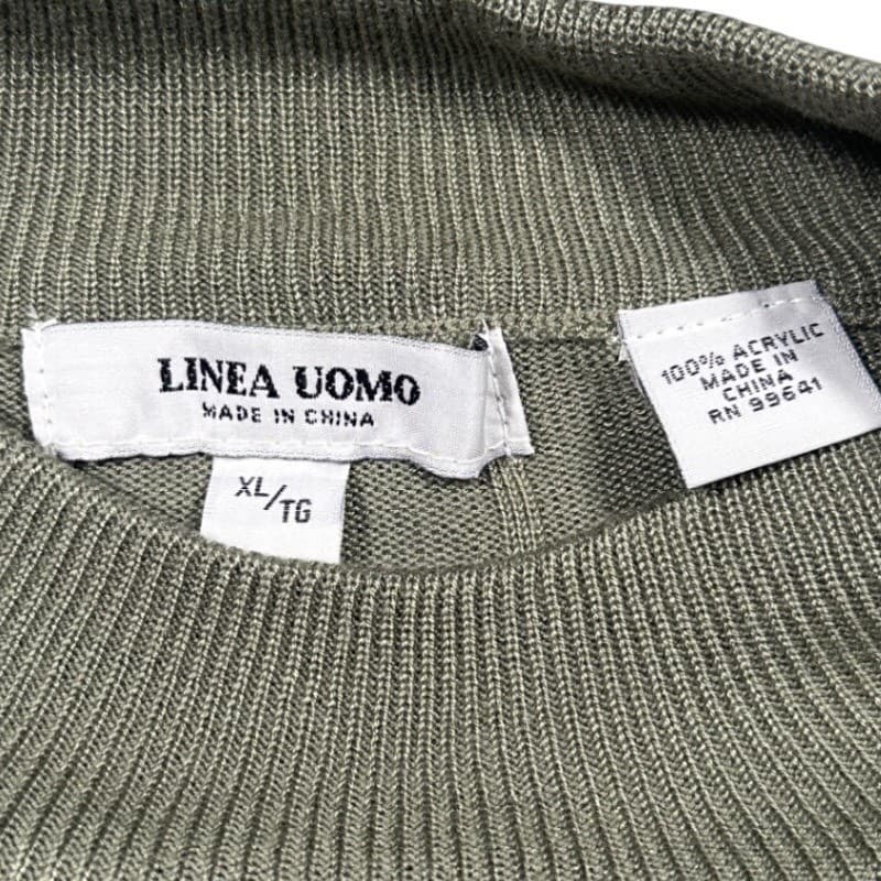 Linea Uomo Mock Neck Sweater Mens XL Olive Green New Ribbed Knit Long Sleeve - Thumbnail 6
